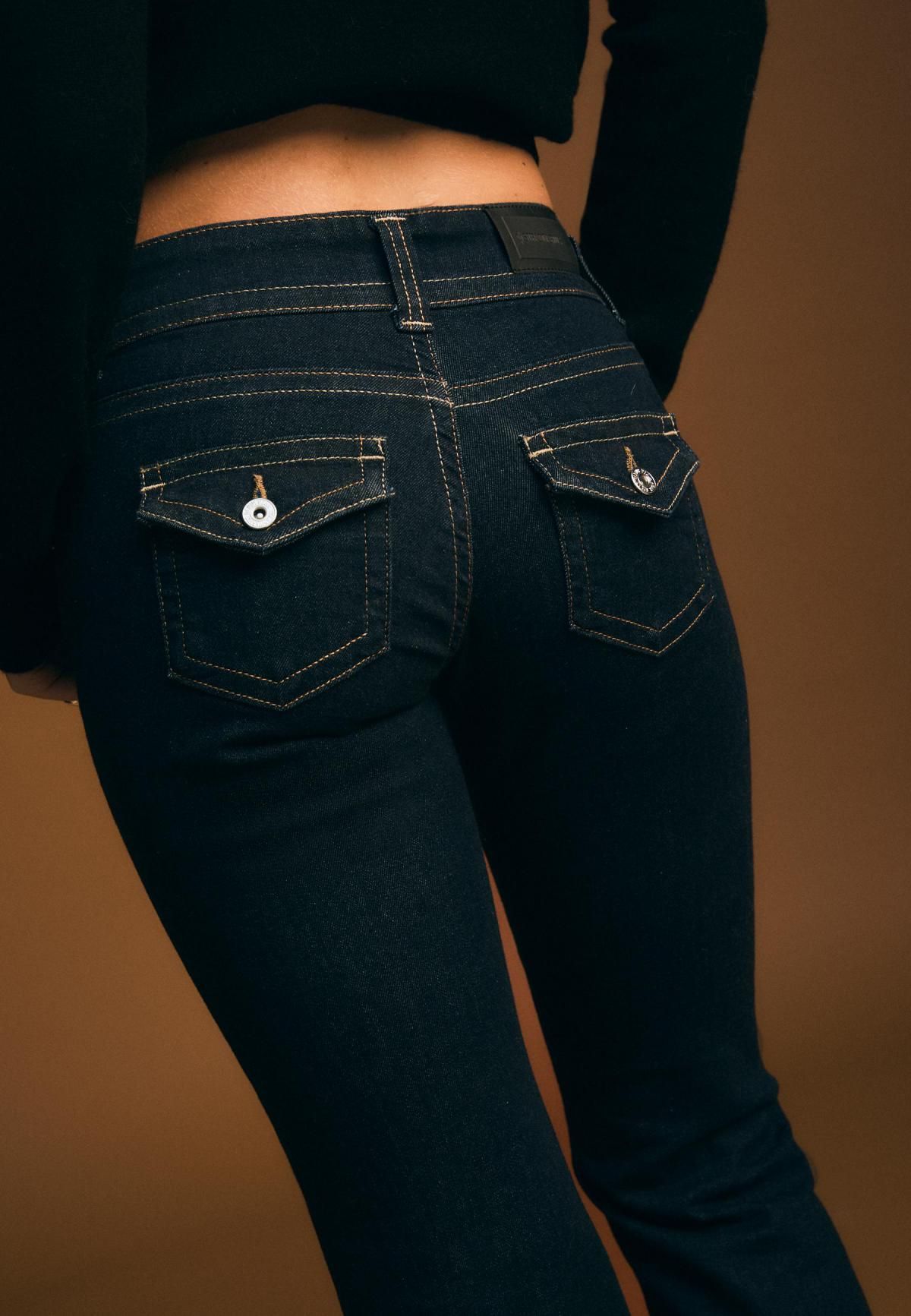 스트라디바리우스 로우라이즈 부츠컷 플레어 데님 팬츠 4898/274 RINSE BLUE DENIM - 상세 이미지 5