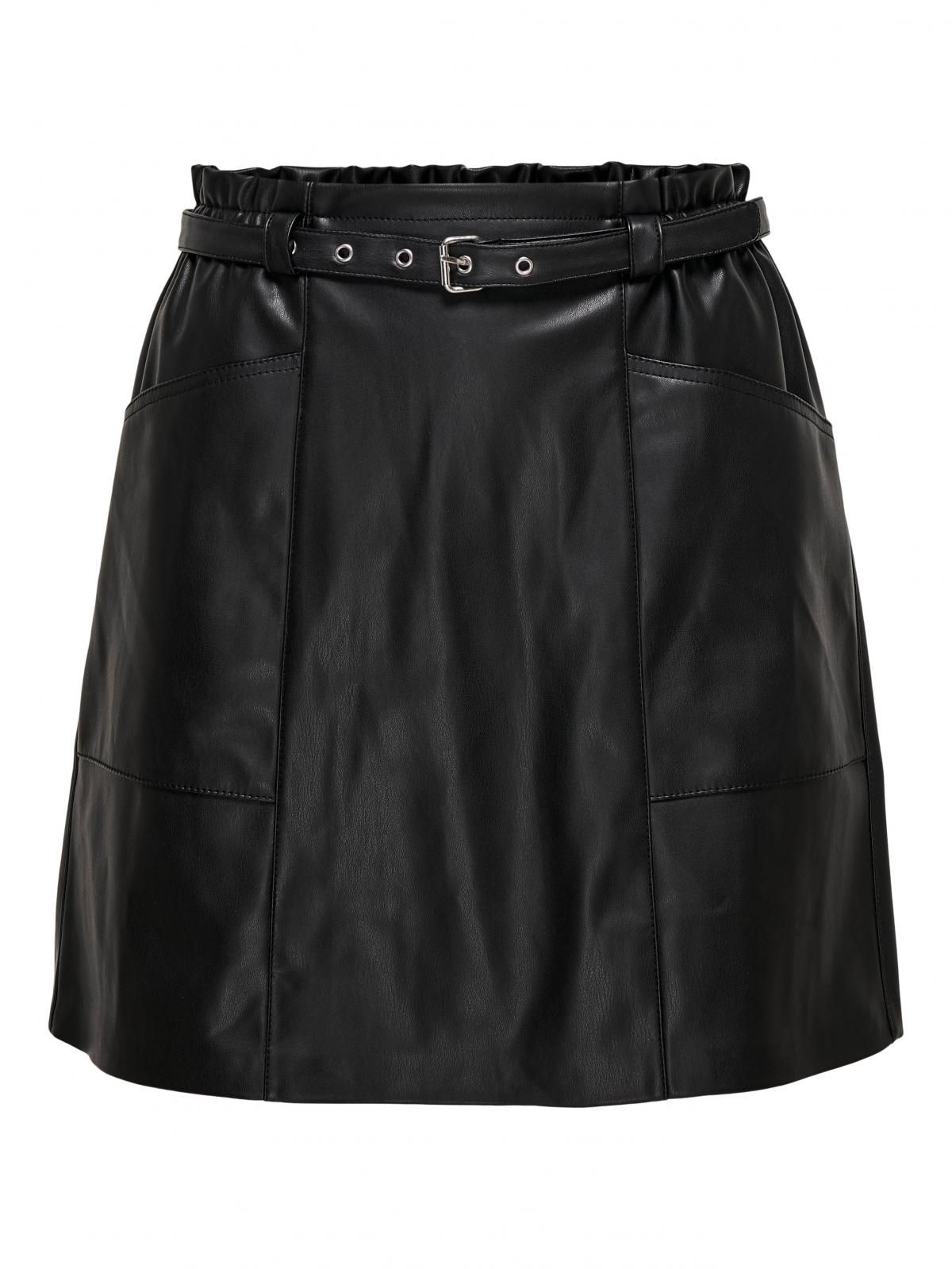 온리 페이크레더 벨트 미니 스커트 15229099_2161 BLACK / BLACK - 상세 이미지 3