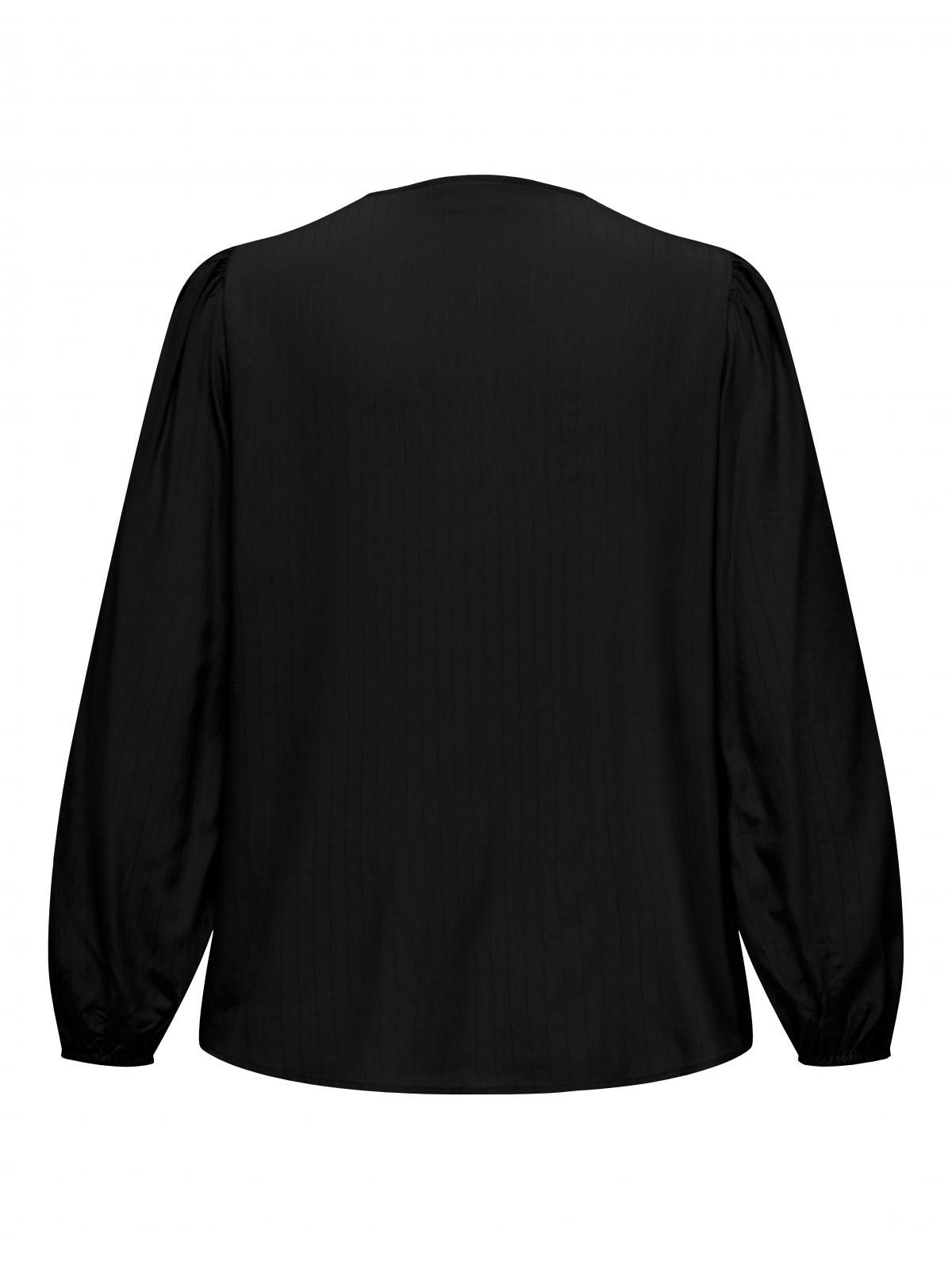 온리 페미닌 브이넥 퍼프소매 블라우스 15328989_2161 BLACK / BLACK - 상세 이미지 4