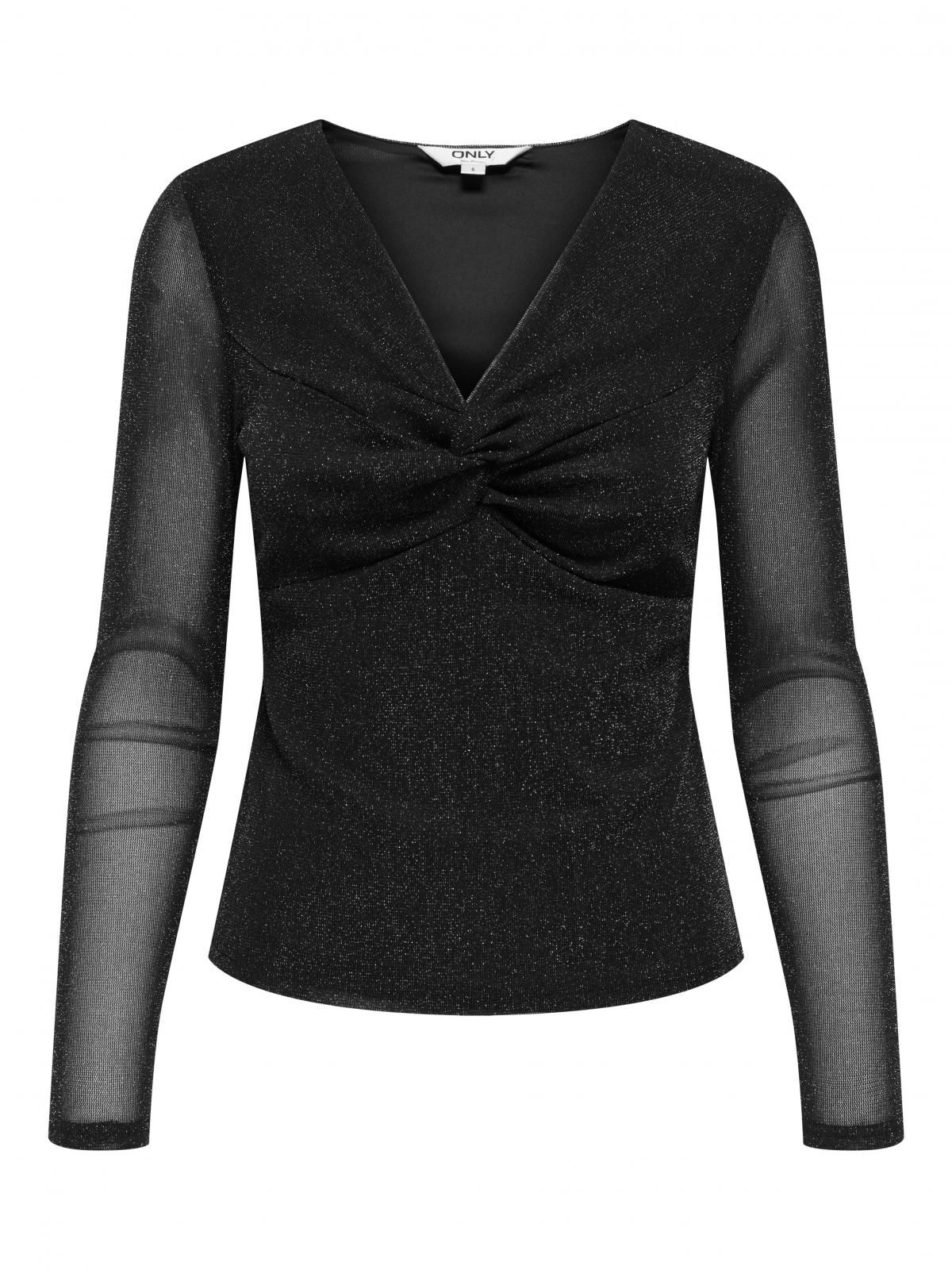 온리 글리터 브이넥 슬림핏 시스루 탑 15358430_2161 BLACK / BLACK - 상세 이미지 4