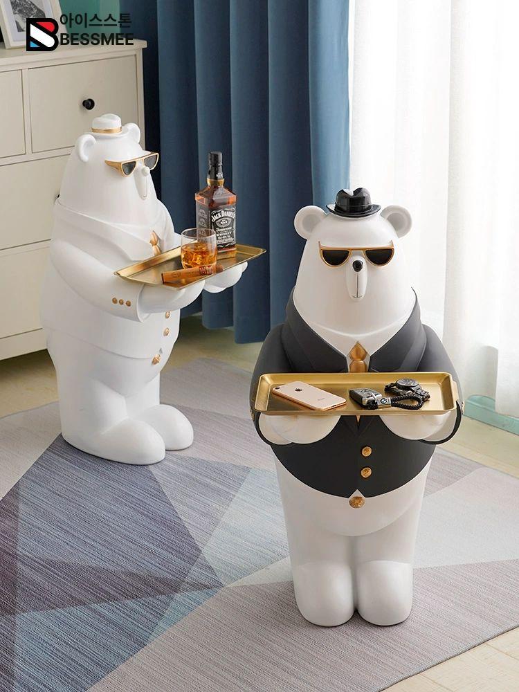 북극곰 트레이 테이블 대형 거실 카페 인테리어 보조 사이드 테이블 - 상세 이미지 5