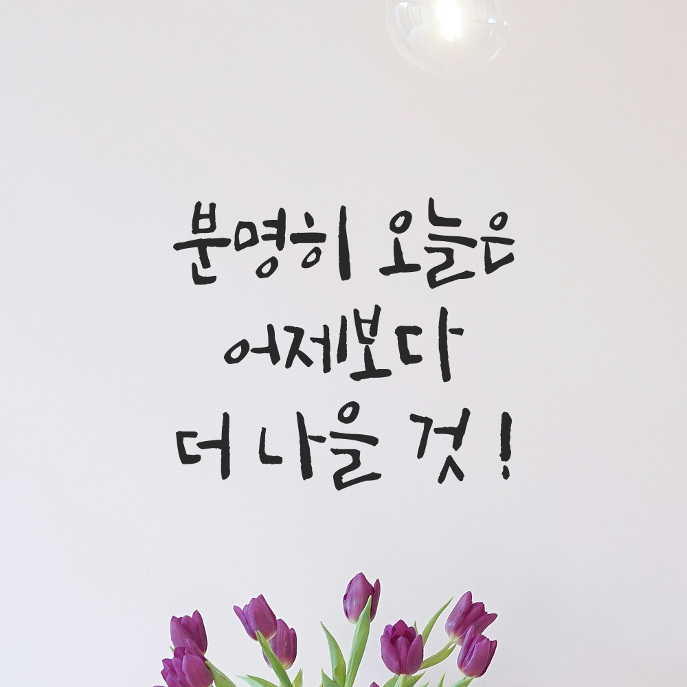 캘리그라피 레터링 스티커 분명히 오늘은 어제보다 더 나을 것 검정S 13.5x12cm 이미지 7