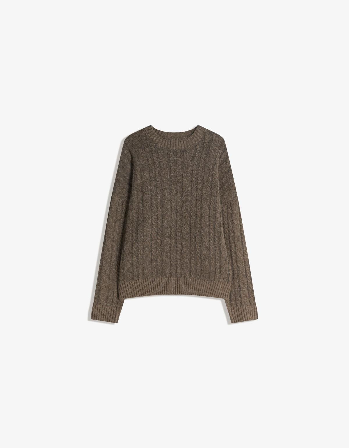 버쉬카 케이블 니트 라운드넥 스웨터 7134/686 BROWN - 상품 이미지