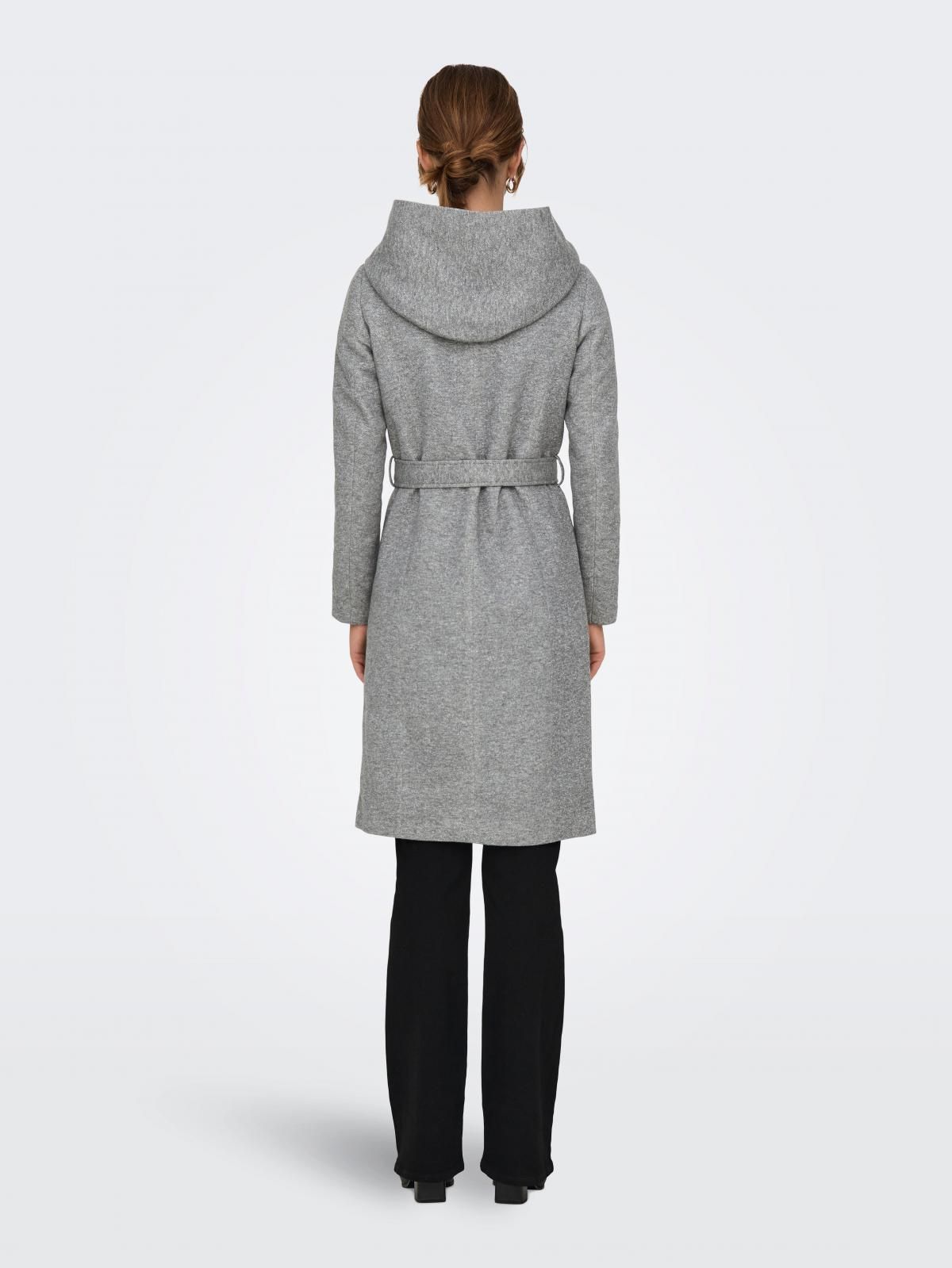 온리 테크니컬 하이넥 벨티드 롱 코트 15317976_2381 GREY / LIGHT GREY MELANGE - 상세 이미지 2
