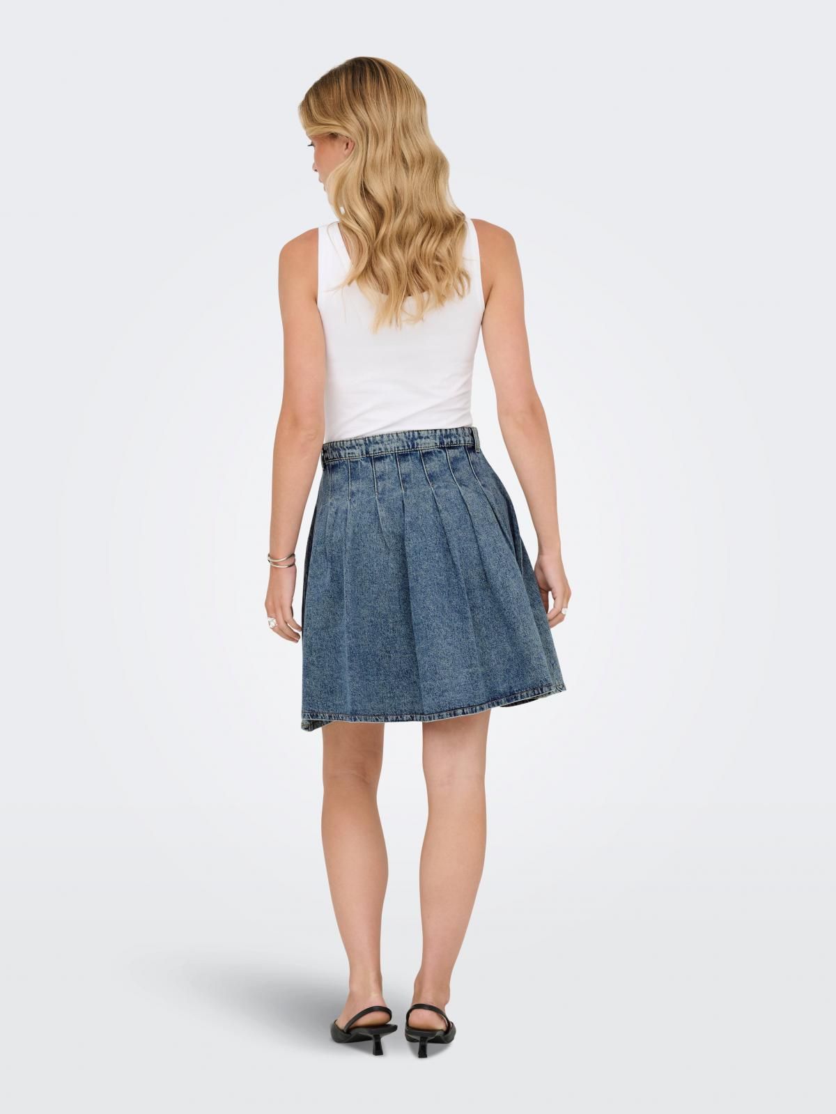 온리 데님 미니 스커트 플리츠 벨트고리 15366239_2115 BLUE / MEDIUM BLUE DENIM - 상세 이미지 2