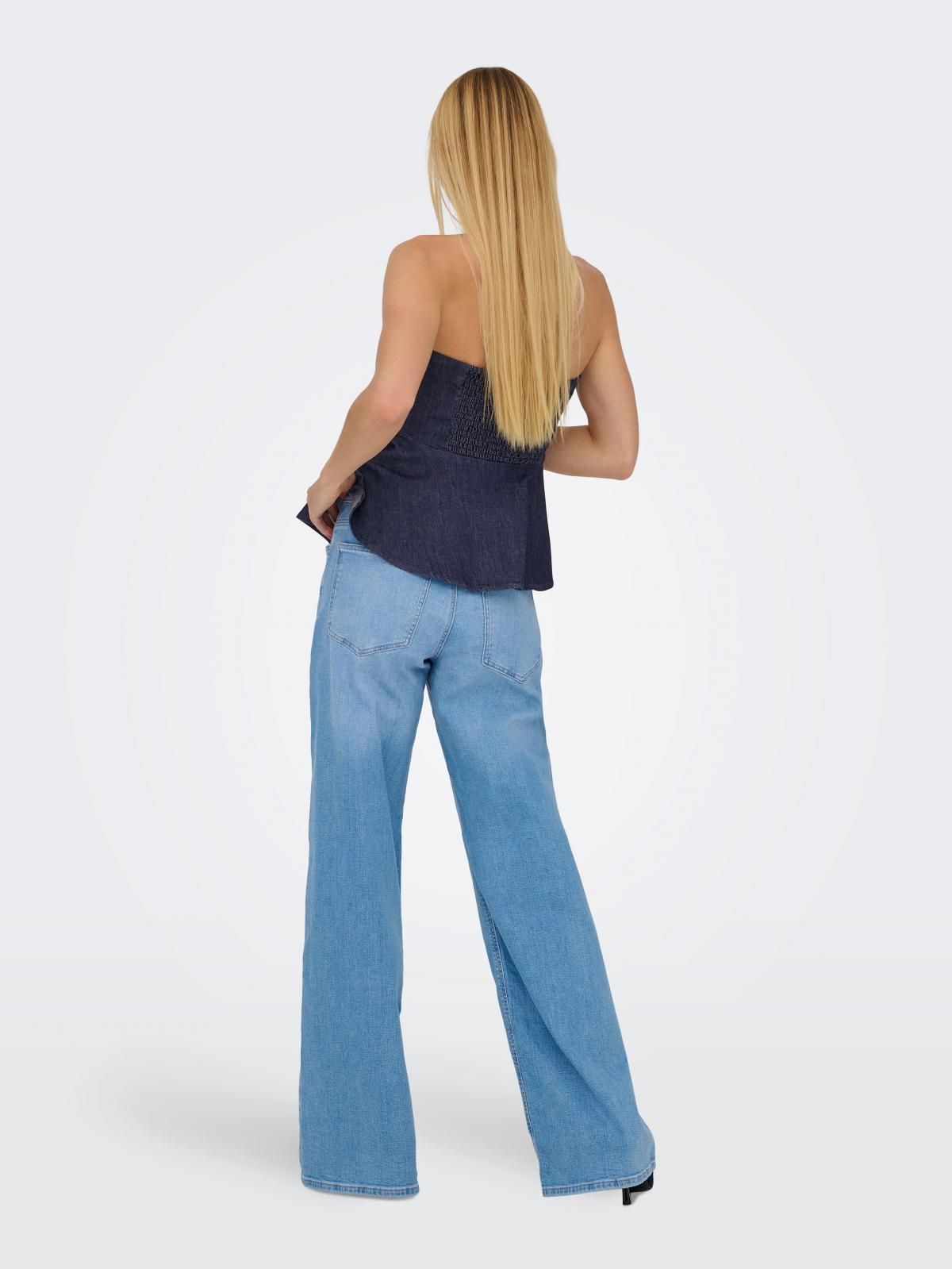 온리 데님 스모크 스트랩리스 탑 15359758_2114 BLUE / DARK BLUE DENIM - 상세 이미지 2