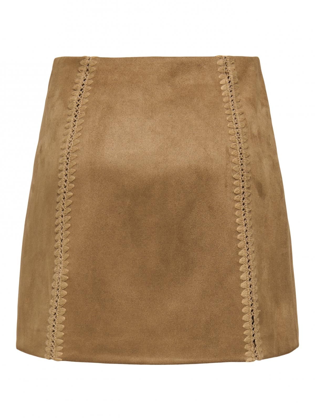 온리 스웨이드 미니 스커트 15371633_409 BROWN / COGNAC - 상세 이미지 4