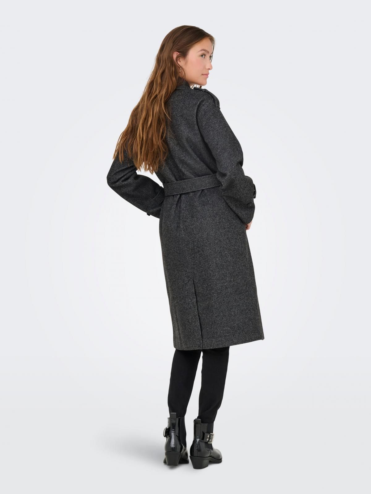 온리 클래식 더블버튼 벨트 트렌치코트 15363034_2383 GREY / DARK GREY MELANGE - 상세 이미지 3