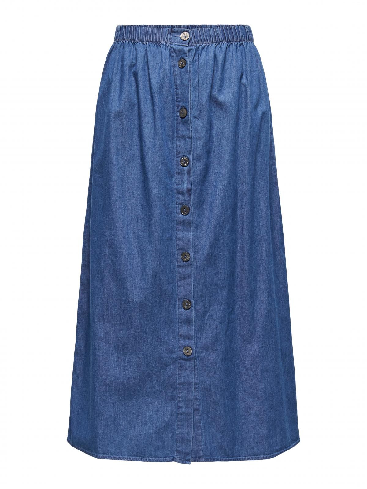 온리 데님 버튼 롱스커트 밴딩 15348894_2115 BLUE / MEDIUM BLUE DENIM - 상세 이미지 3