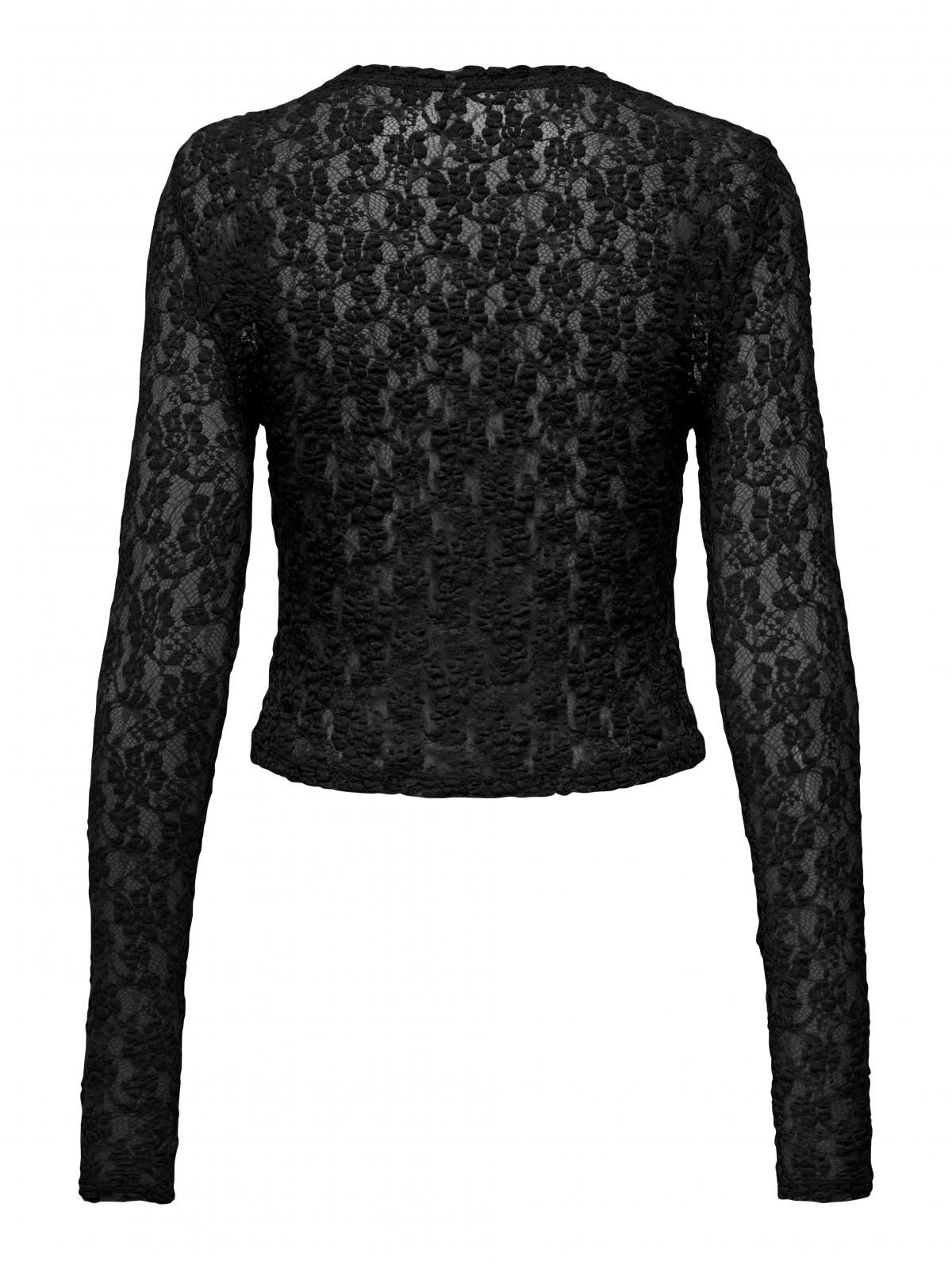 온리 레이스 시스루 블랙 긴팔 탑 15337017_2161 BLACK / BLACK - 상세 이미지 4