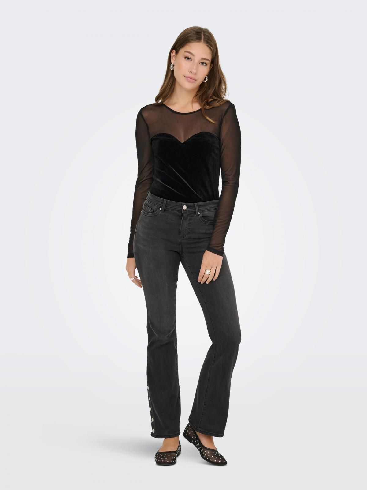 온리 시스루 레이스 슬림핏 긴팔 탑 15360668_2161_1233038 BLACK / BLACK - 상세 이미지 5