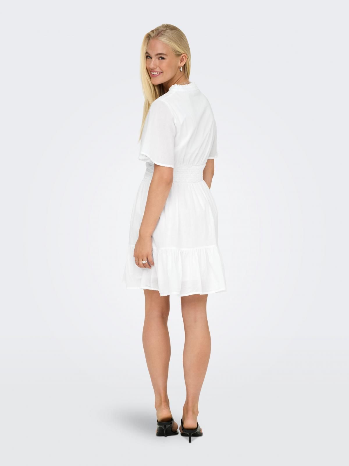 온리 플레어 화이트 브이넥 미니 원피스 15363615_5 WHITE / BRIGHT WHITE - 상세 이미지 2