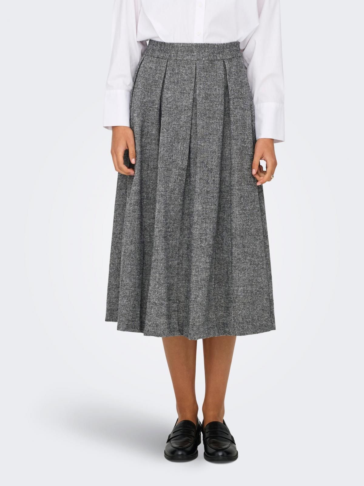 온리 하이웨이스트 플리츠 미디 스커트 15360267_2382 GREY / MEDIUM GREY MELANGE - 상품 이미지