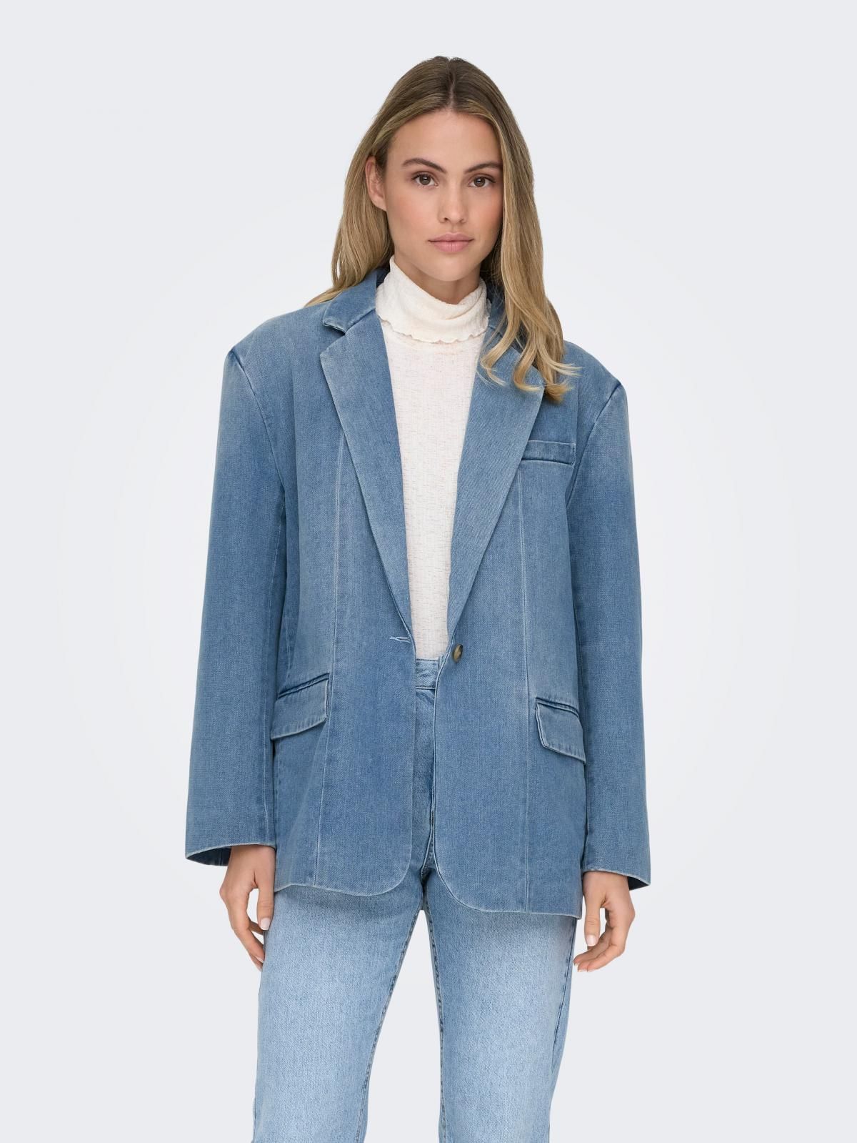 온리 데님 오버핏 테일러드 블레이저 15338592_2116 BLUE / LIGHT BLUE DENIM - 상품 이미지