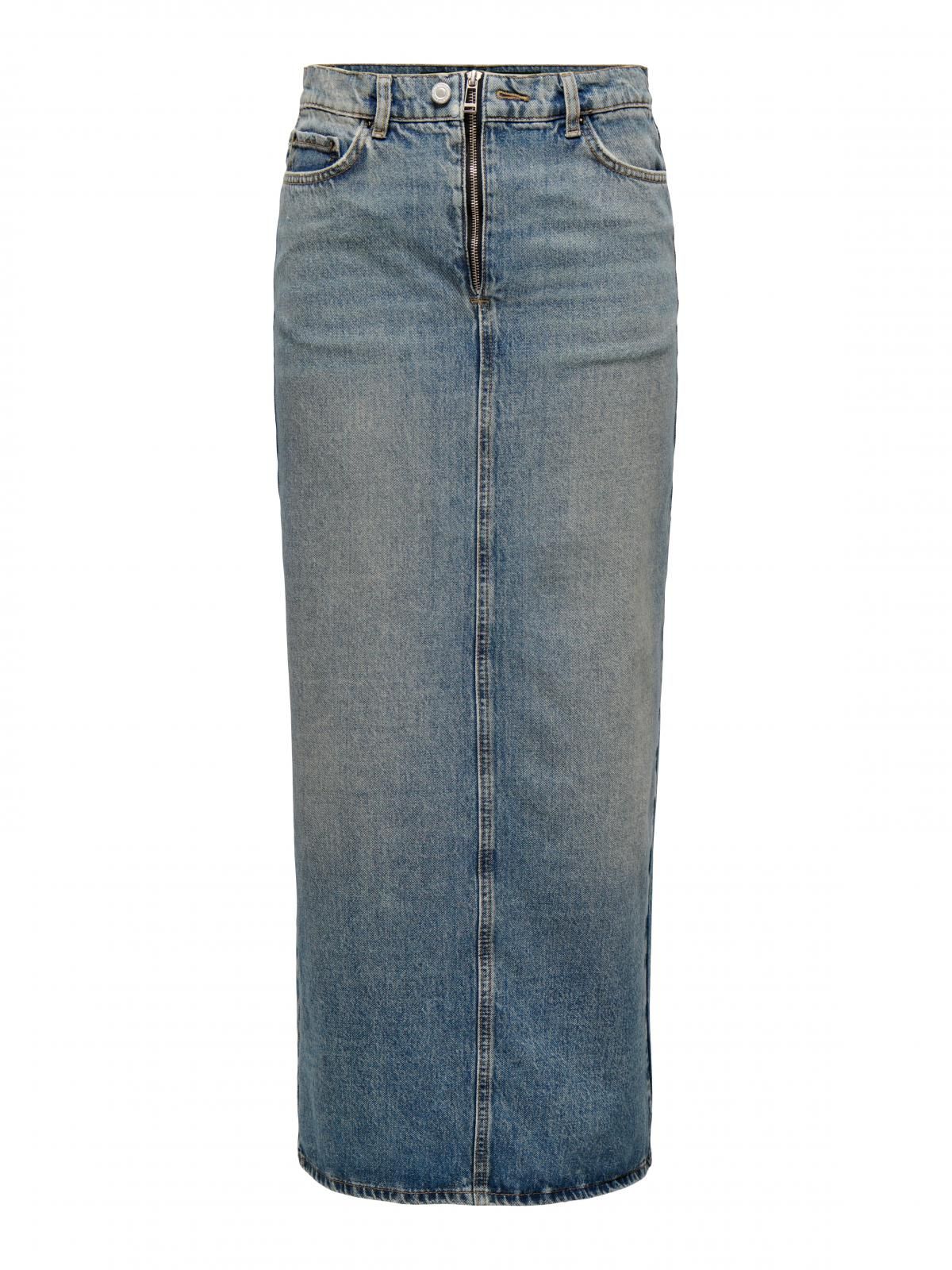 온리 포켓 버튼 데님 롱 스커트 15332415_2115 BLUE / MEDIUM BLUE DENIM - 상세 이미지 3