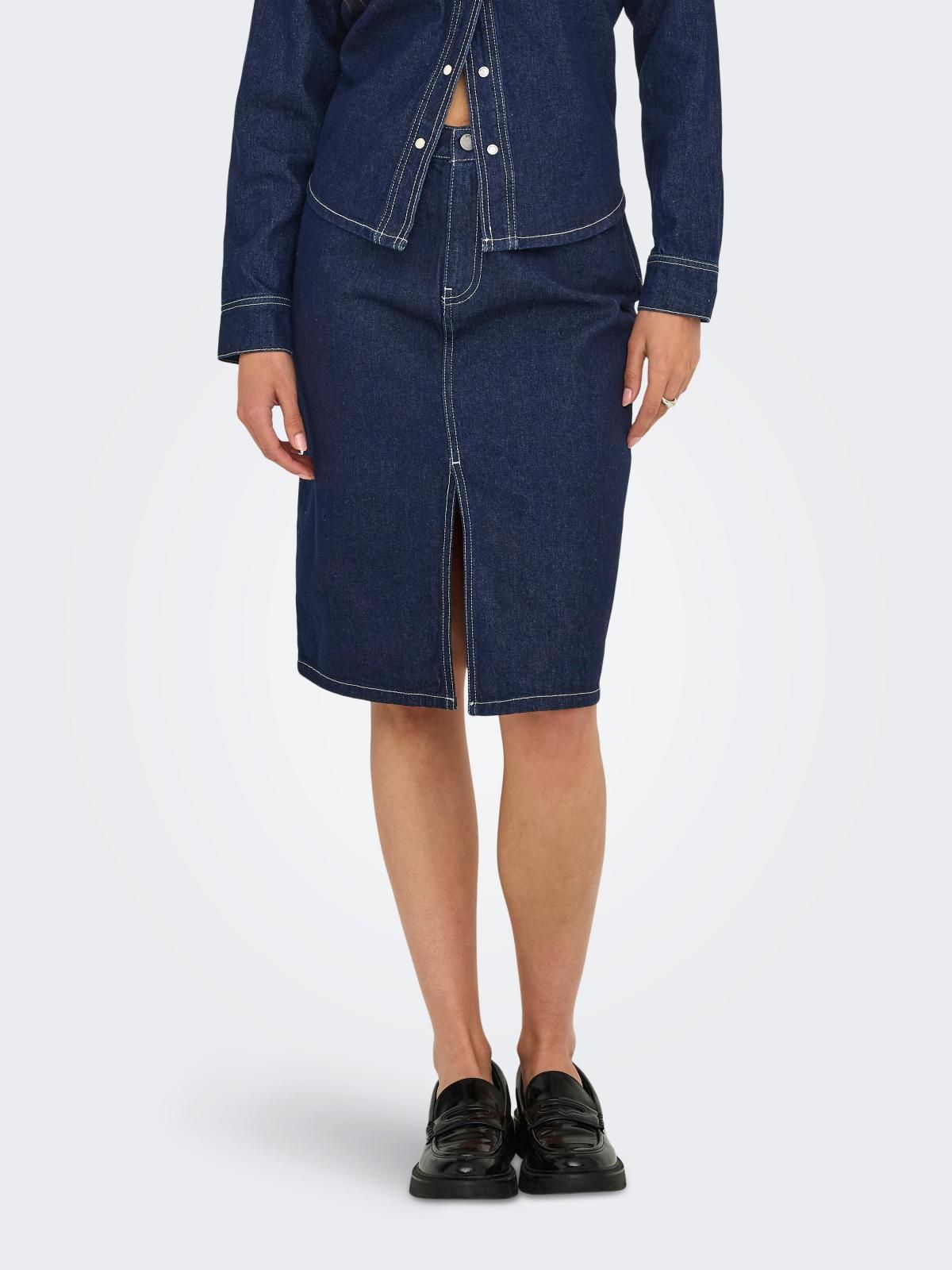 제이디와이 데님 미디 스커트 슬릿 포켓 15347528_2114 BLUE / DARK BLUE DENIM - 상품 이미지