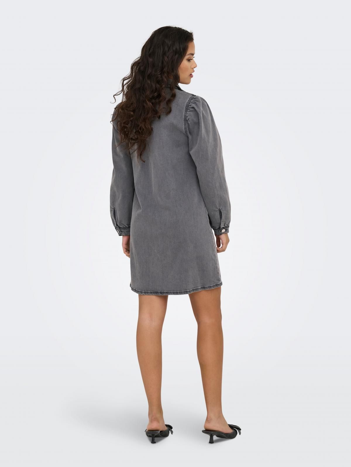 온리 데님 셔츠카라 버튼업 미니 원피스 15345570_2105 GREY / MEDIUM GREY DENIM - 상세 이미지 2