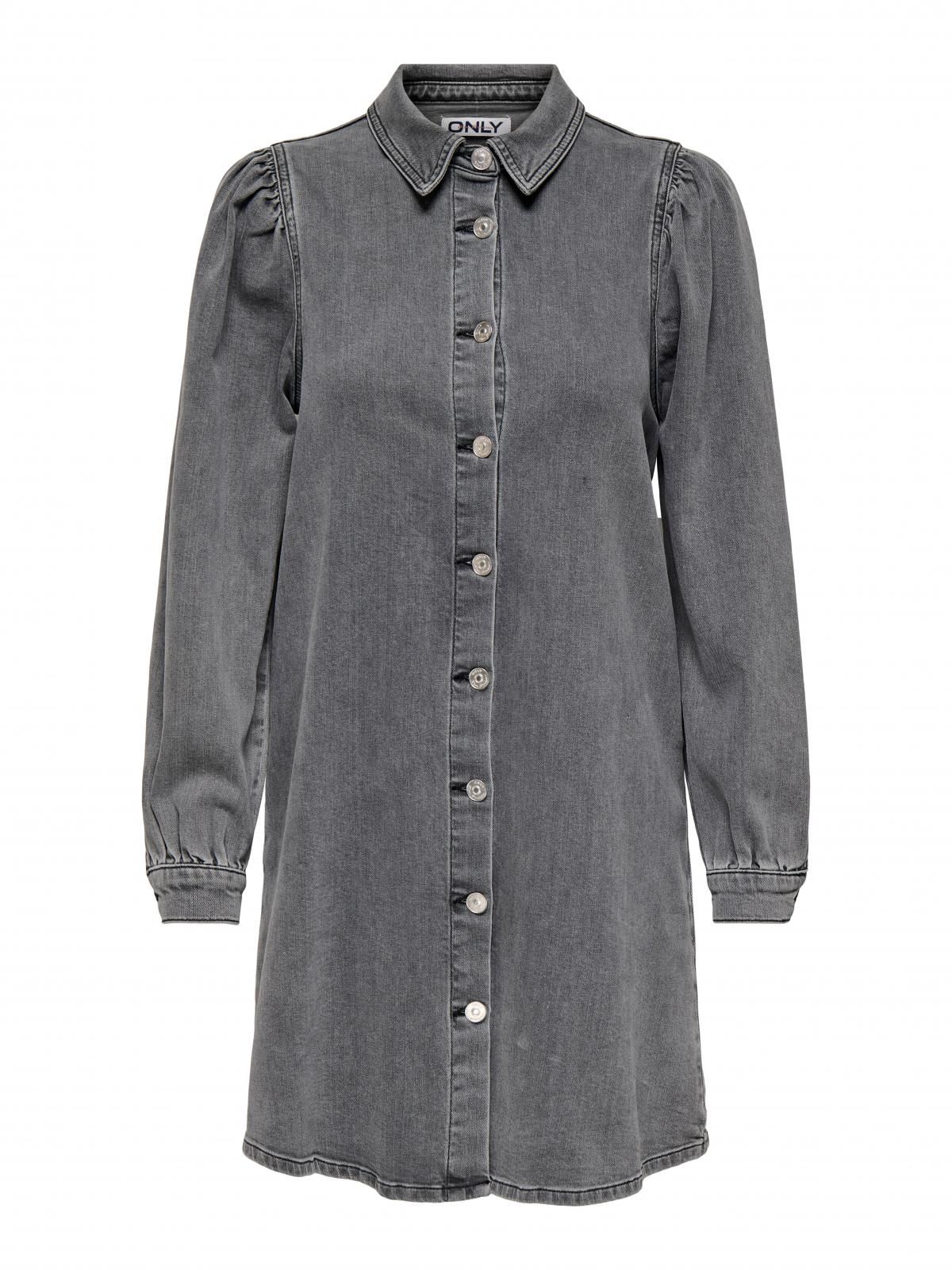온리 데님 셔츠카라 버튼업 미니 원피스 15345570_2105 GREY / MEDIUM GREY DENIM - 상세 이미지 3