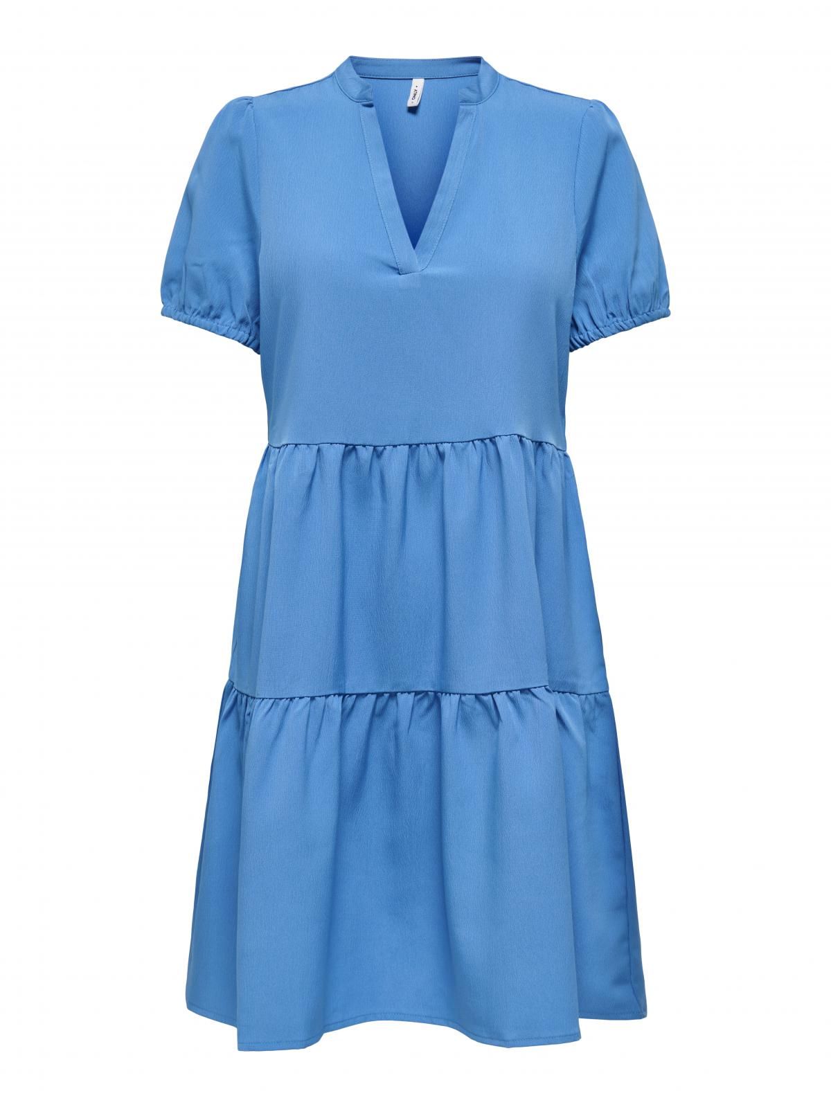 온리 브이넥 티어드 미니 원피스 15342649_1278 BLUE / REGATTA - 상세 이미지 3