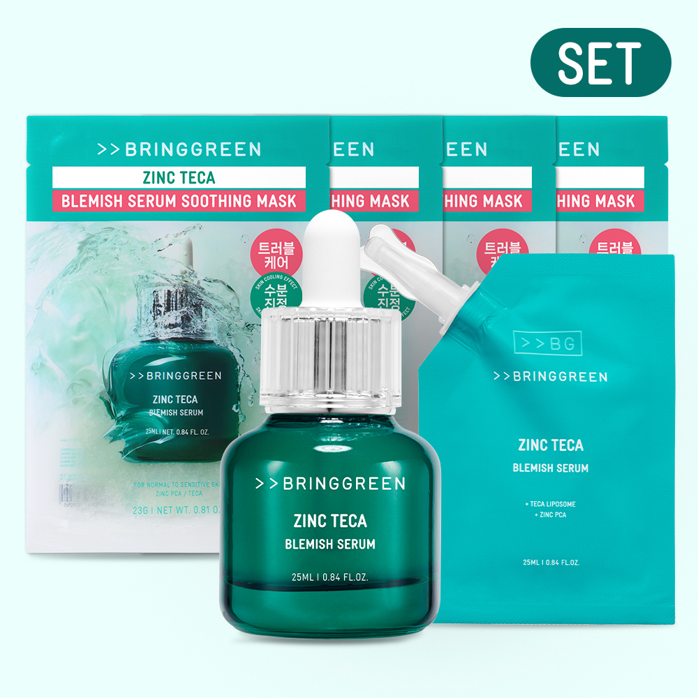 [SET] 브링그린 징크테카 트러블 세럼 25ml+25ml 더블 기획 + 징크테카 마스크팩 4매 제품 이미지
