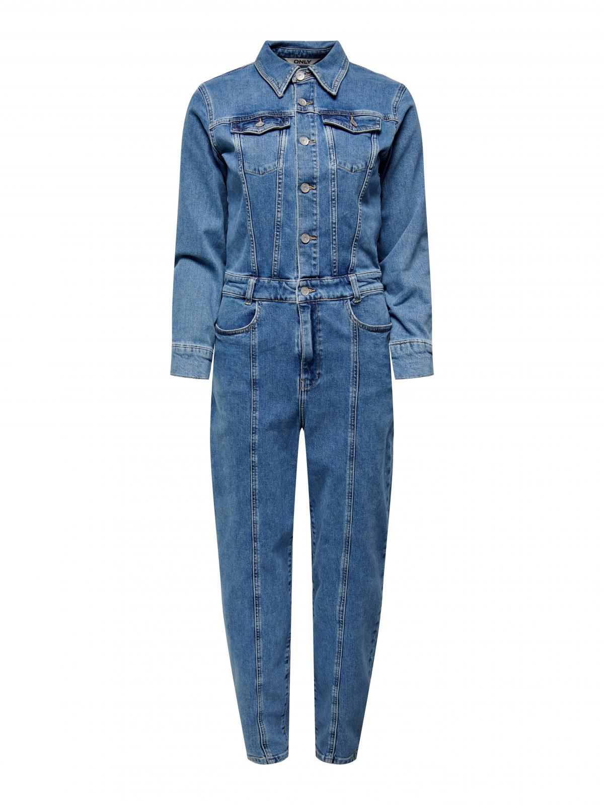 온리 데님 점프수트 벨트루프 버튼 15296625_2115 BLUE / MEDIUM BLUE DENIM - 상세 이미지 3