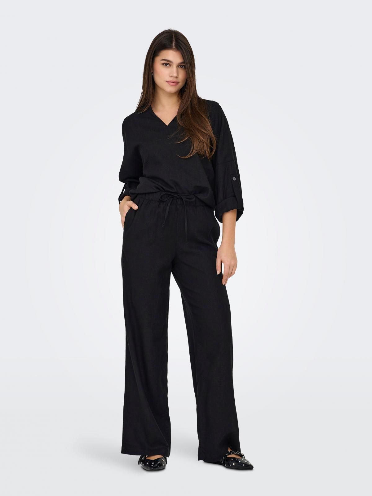 온리 베이직 블랙 리조트카라 7부 튜닉 탑 15338898_2161 BLACK / BLACK - 상세 이미지 5