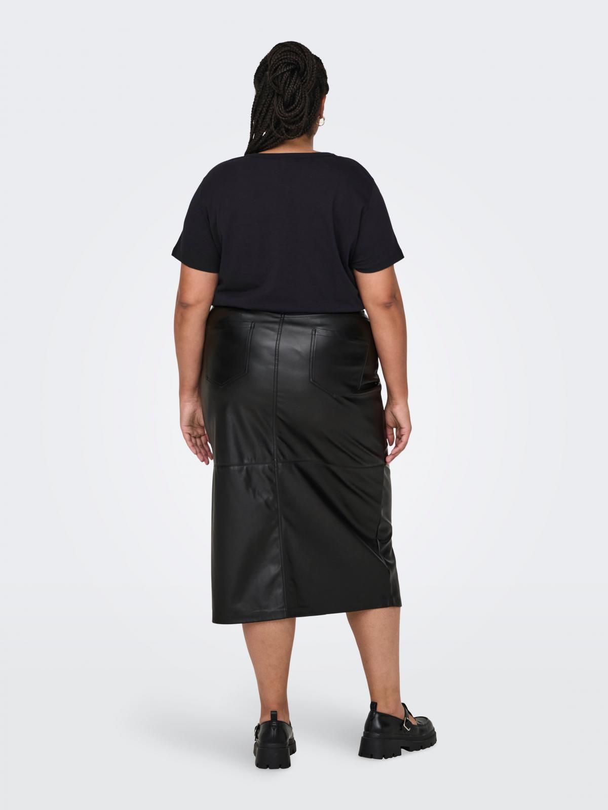 온리 테크니컬 페이크레더 롱 스커트 15331656_2161 BLACK / BLACK - 상세 이미지 2