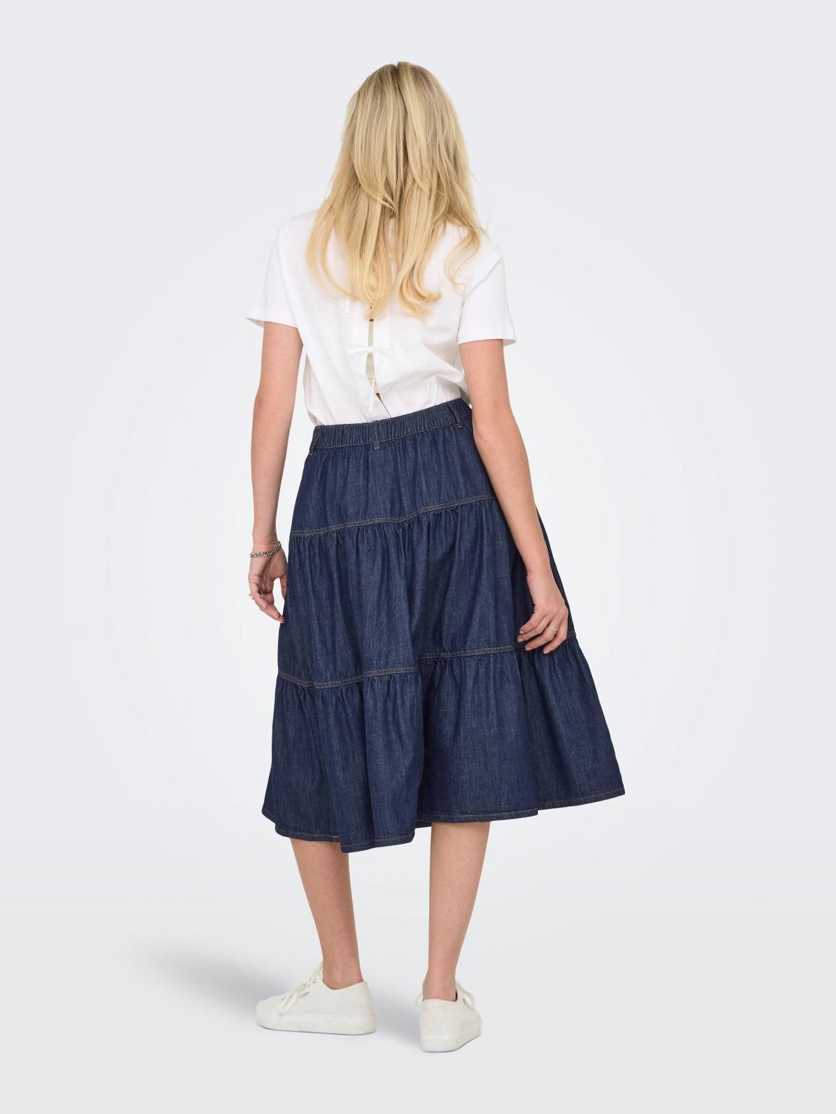 온리 데님 롱 스커트 밴딩 캐주얼 15357968_2114 BLUE / DARK BLUE DENIM - 상세 이미지 2