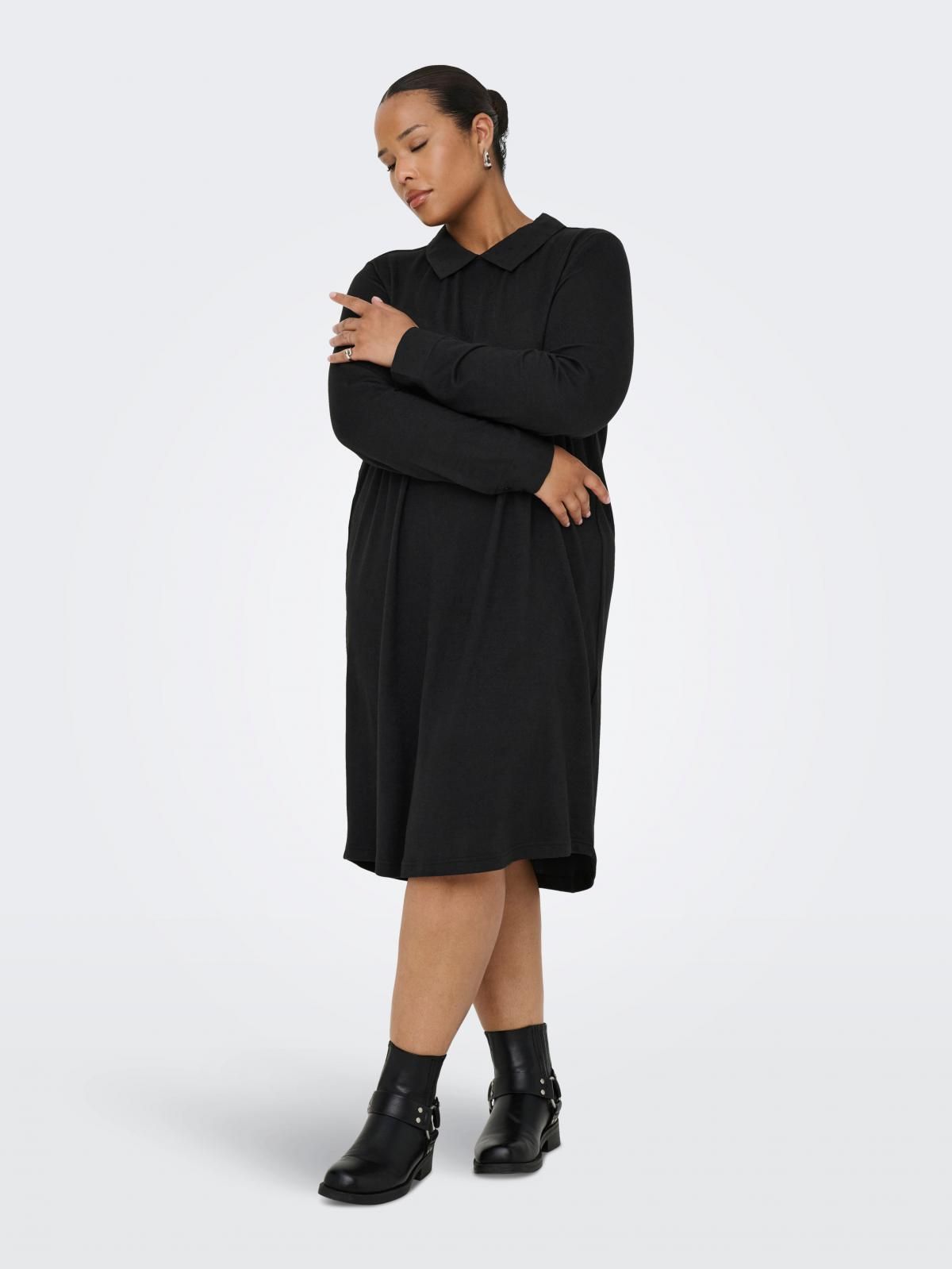 온리 빅사이즈 베이직 폴로 미니 원피스 15358649_2161 BLACK / BLACK - 상세 이미지 5