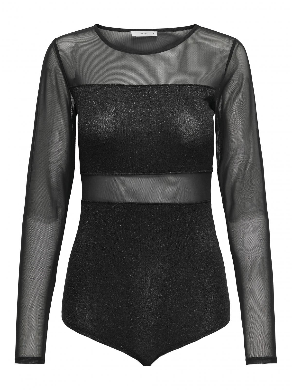 온리 시스루 메쉬 라운드넥 긴팔 바디수트 15344709_2161 BLACK / BLACK - 상품 이미지