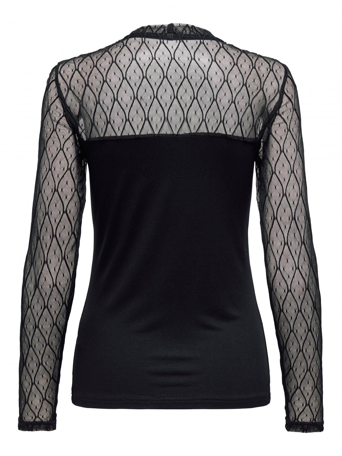 온리 레이스 시스루 라운드넥 긴팔 탑 15352873_2161 BLACK / BLACK - 상세 이미지 5