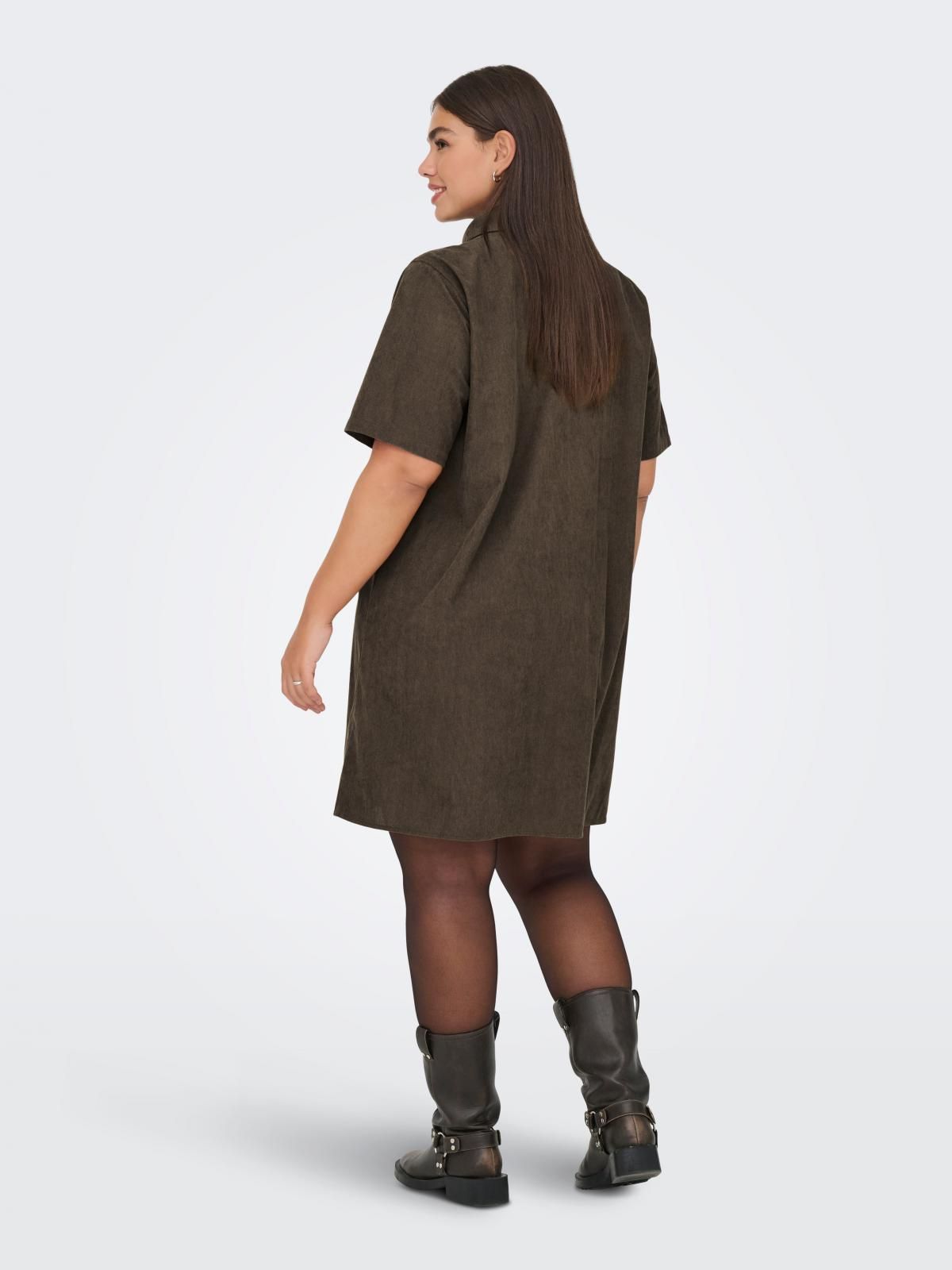 온리 빅사이즈 코듀로이 셔츠카라 미니 원피스 15372840_270 BROWN / CUB - 상세 이미지 2