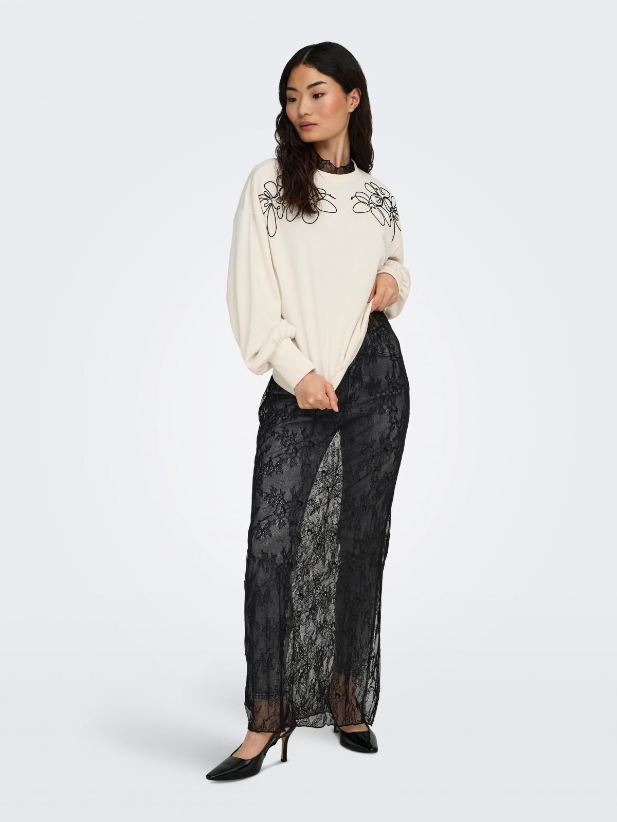 온리 레이스 시스루 롱 원피스 블랙 슬림핏 15359716_2161 BLACK / BLACK - 상세 이미지 5