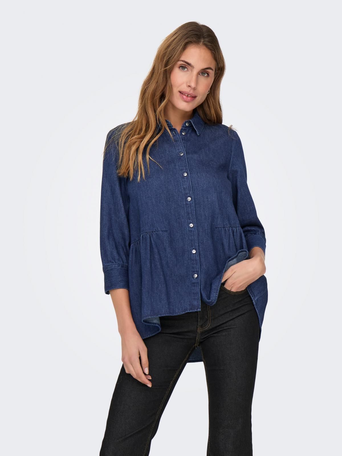 온리 데님 셔츠 벌룬소매 릴랙스핏 15232224_2114 BLUE / DARK BLUE DENIM - 상세 이미지 2