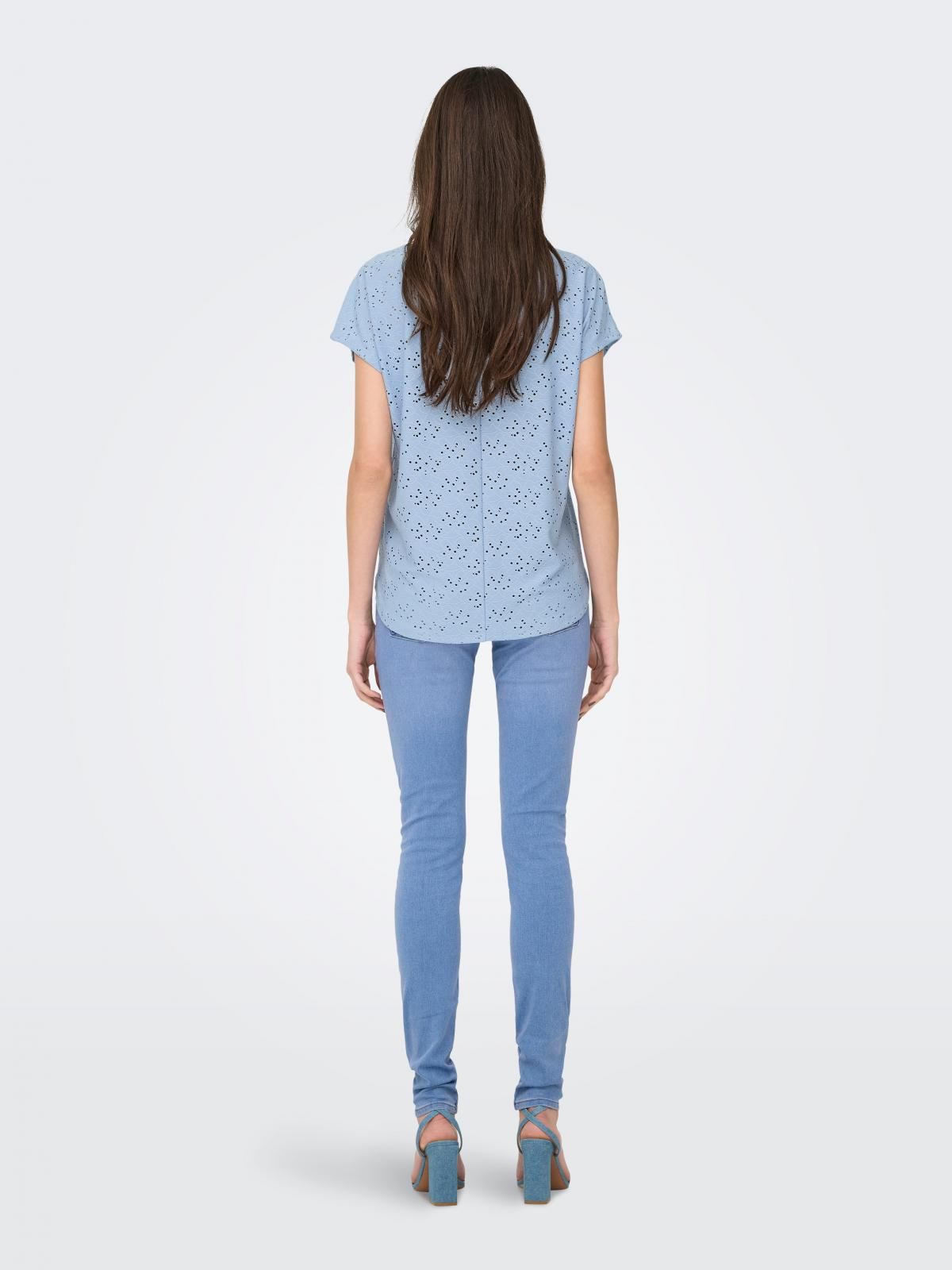 온리 레이스 디테일 라운드넥 반팔 티셔츠 15231005_3013 BLUE / SOFT CHAMBRAY - 상세 이미지 3