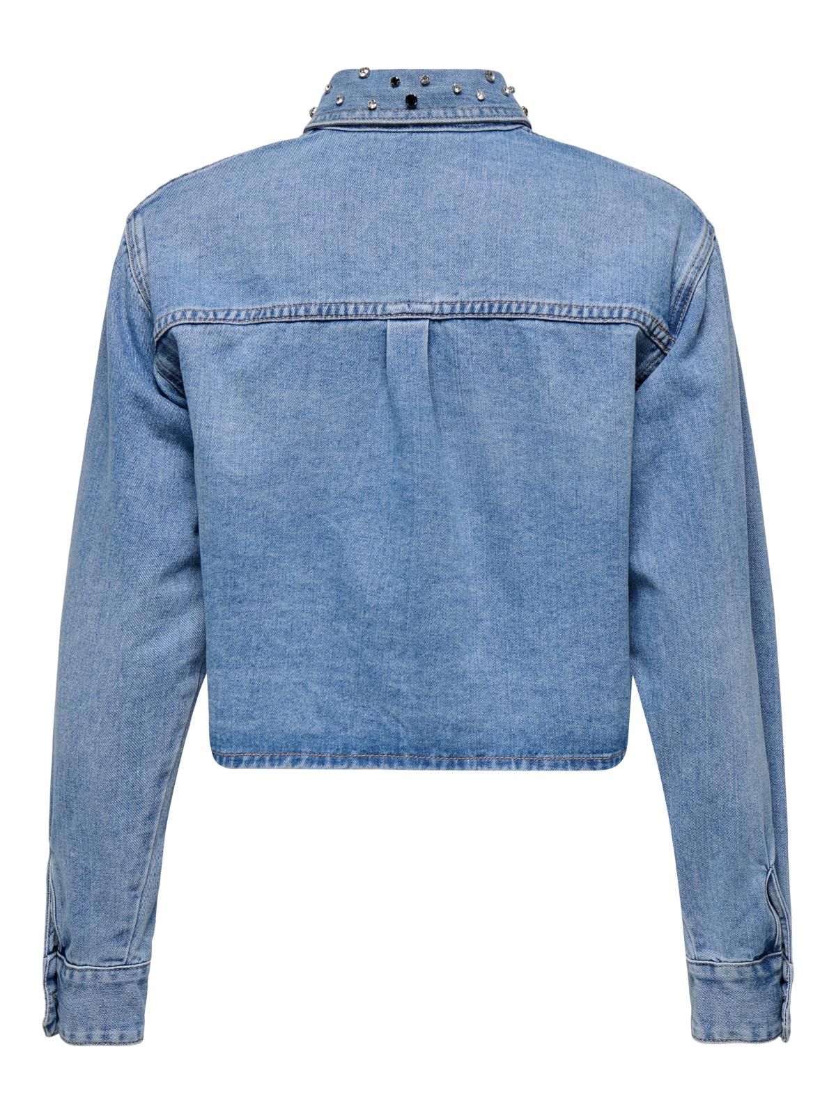 온리 크롭 스팽글 데님 셔츠 15341749_2116 BLUE / LIGHT BLUE DENIM - 상세 이미지 5