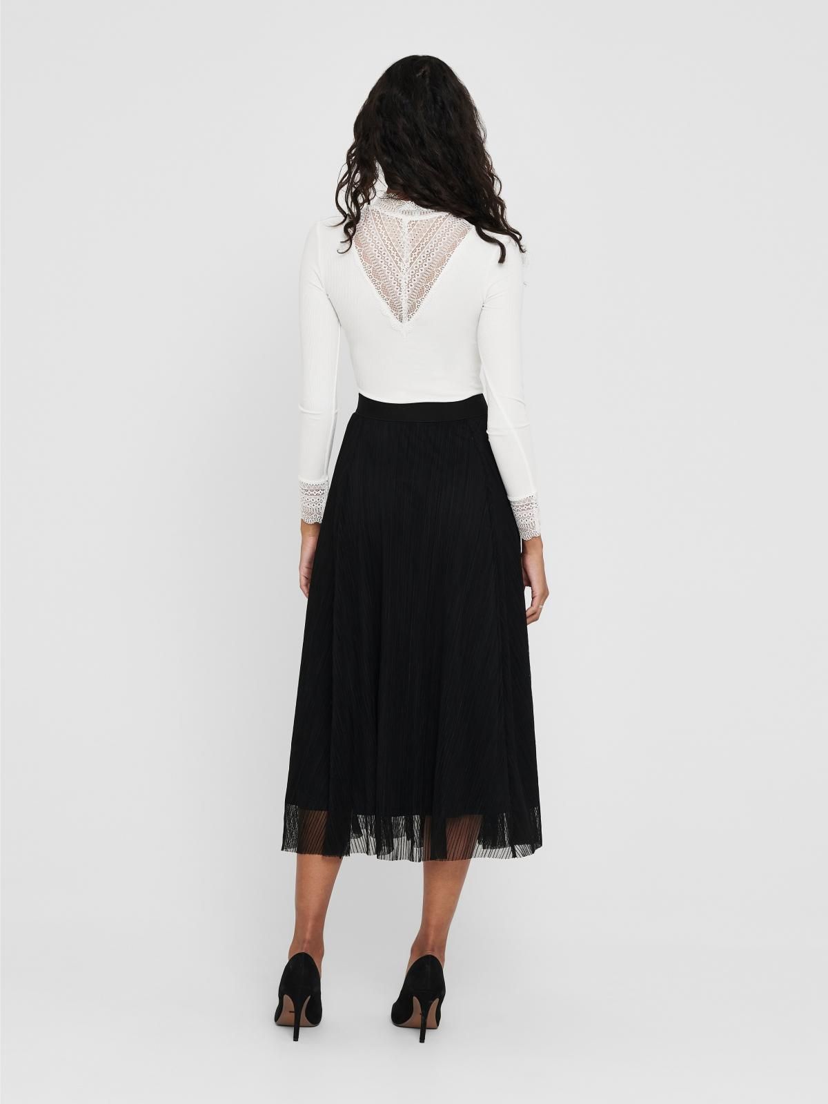 온리 엘라스틱 롱 스커트 블랙 쉬폰 플리츠 15214303_2161 BLACK / BLACK - 상세 이미지 5