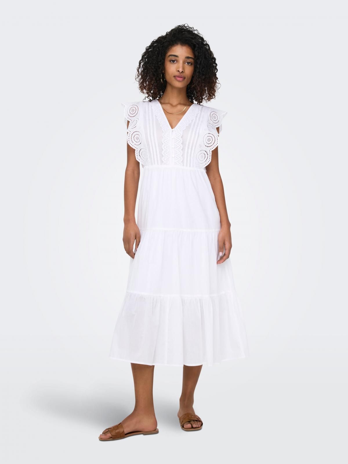 제이디와이 브이넥 플레어 미디 원피스 화이트 15350748_5 WHITE / BRIGHT WHITE - 상세 이미지 5