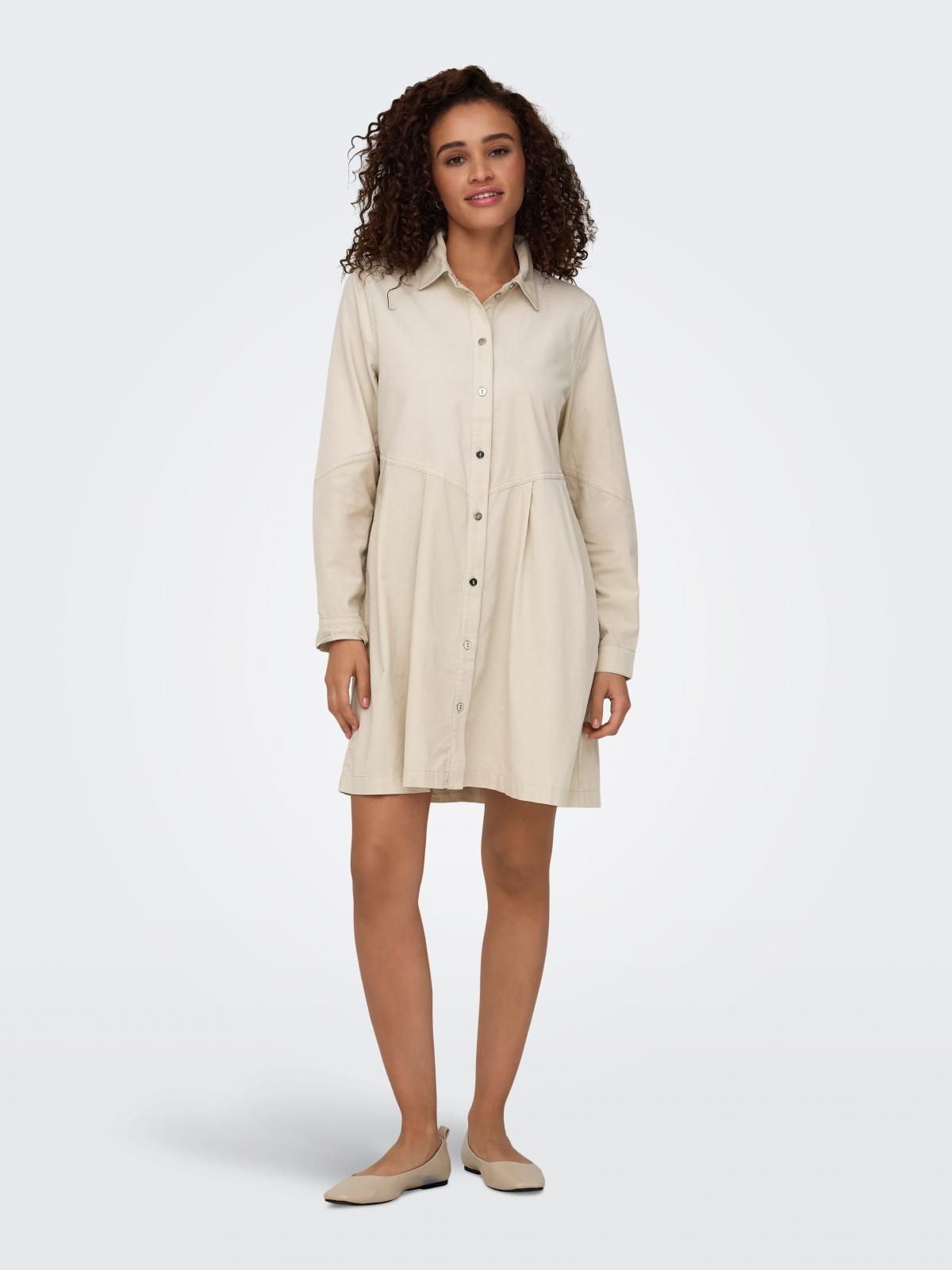 온리 루즈핏 미니 셔츠 원피스 15338791_115 BEIGE / PUMICE STONE - 상세 이미지 5