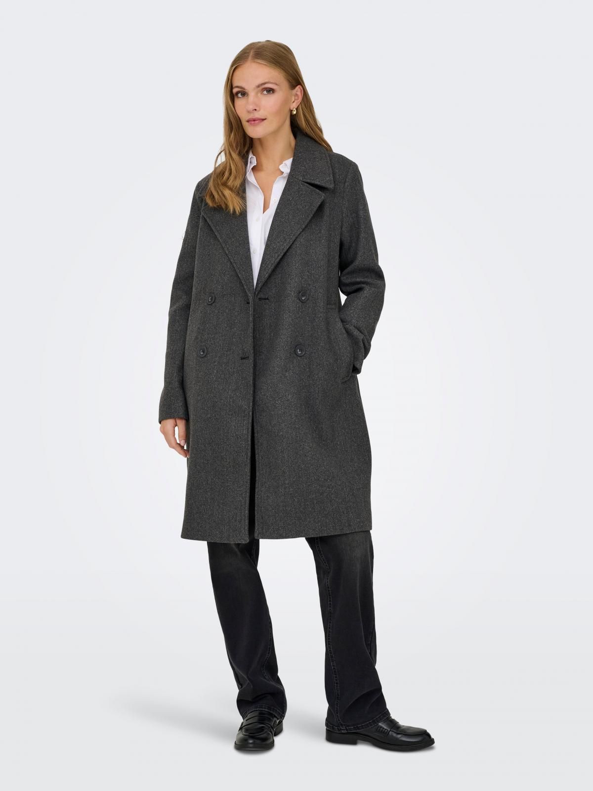 온리 클래식 더블브레스트 롱 코트 15349217_2383 GREY / DARK GREY MELANGE - 상세 이미지 2