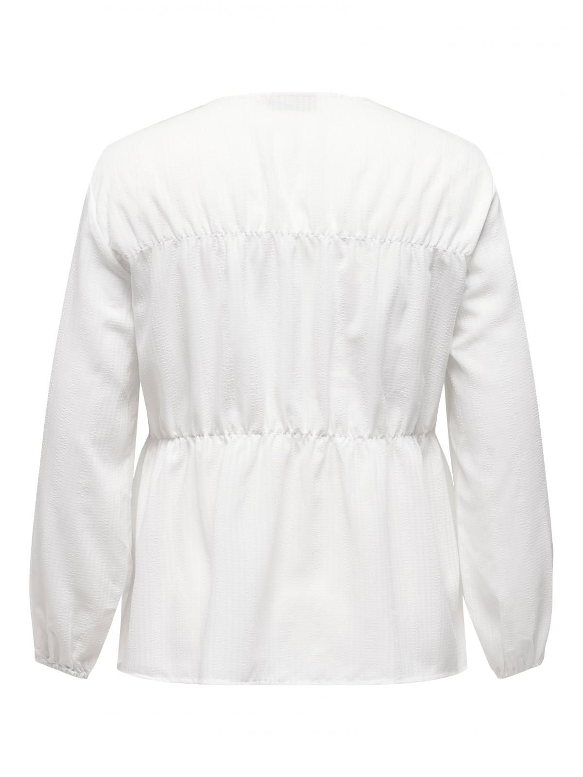 온리 플레어핏 브이넥 블라우스 15312373_2206 WHITE / WHITE - 상세 이미지 4
