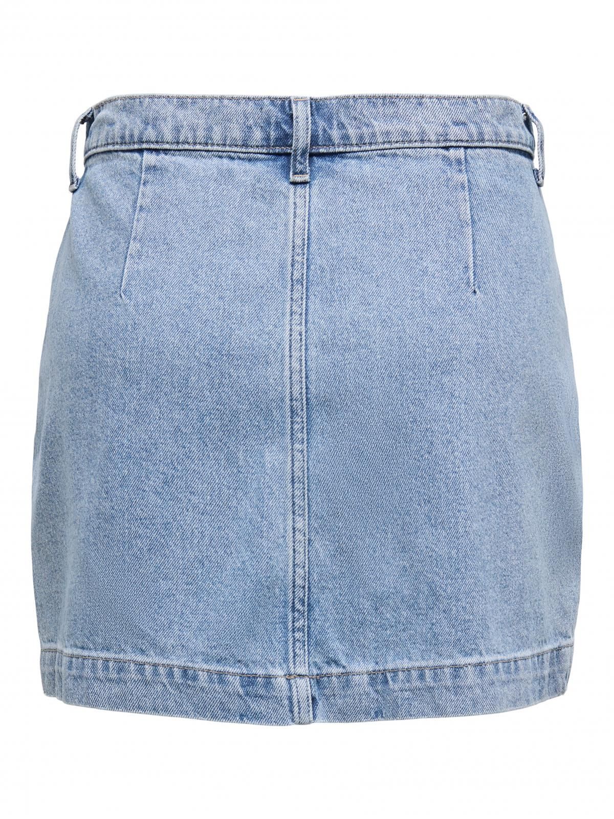 온리 하이웨이스트 버튼 데님 미니 스커트 15349035_2116 BLUE / LIGHT BLUE DENIM - 상세 이미지 4