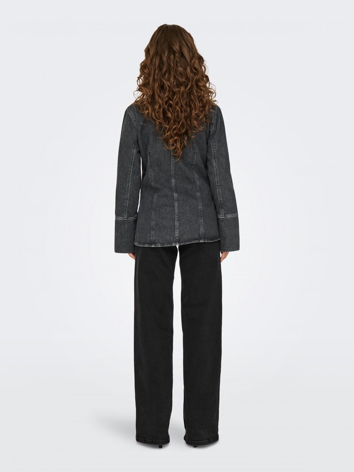 온리 슬림핏 데님 긴팔 셔츠 15340935_8183 BLACK / WASHED BLACK - 상세 이미지 2