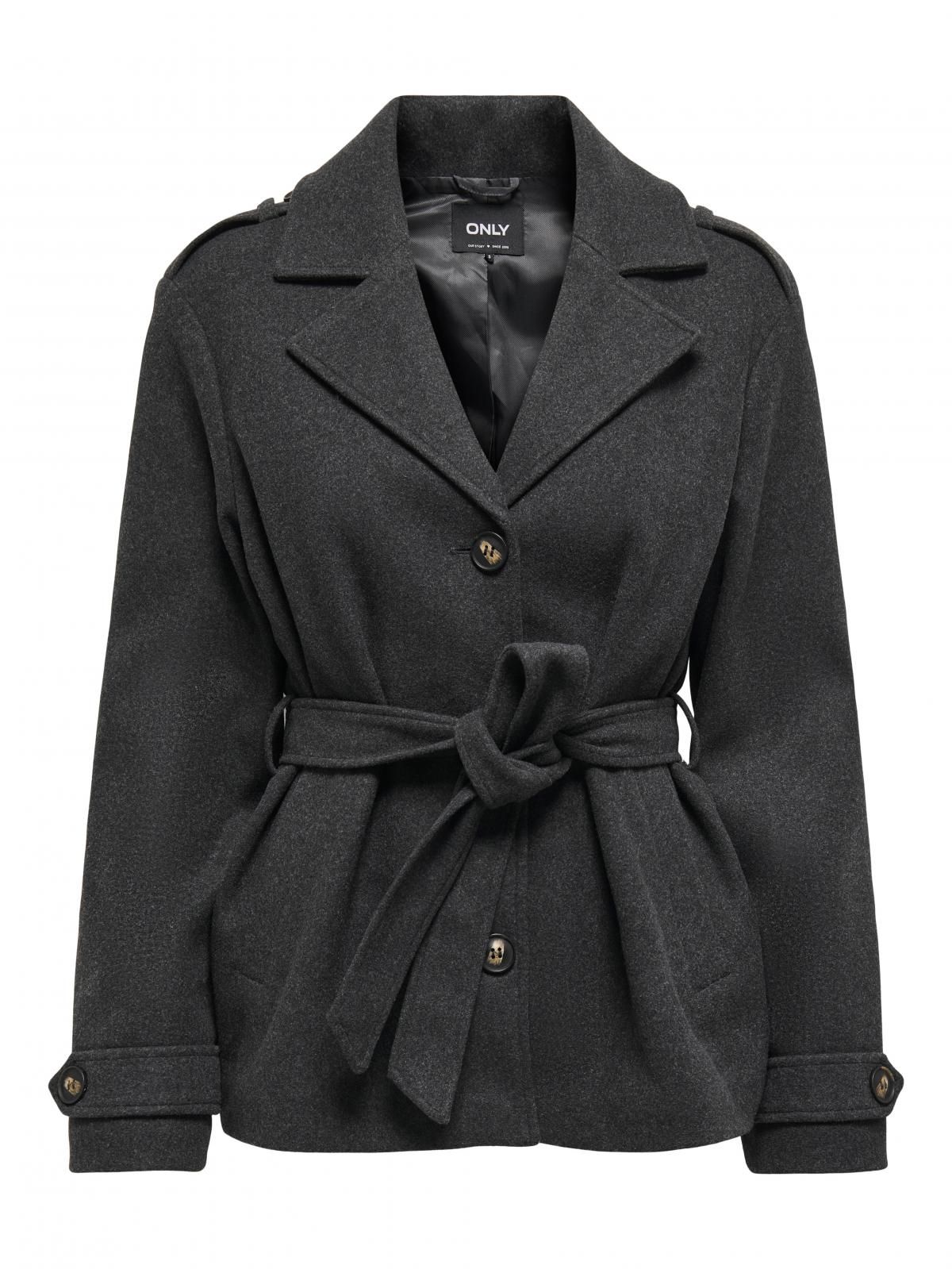 온리 테크니컬 벨티드 숏 트렌치코트 15341179_2383 GREY / DARK GREY MELANGE - 상세 이미지 3