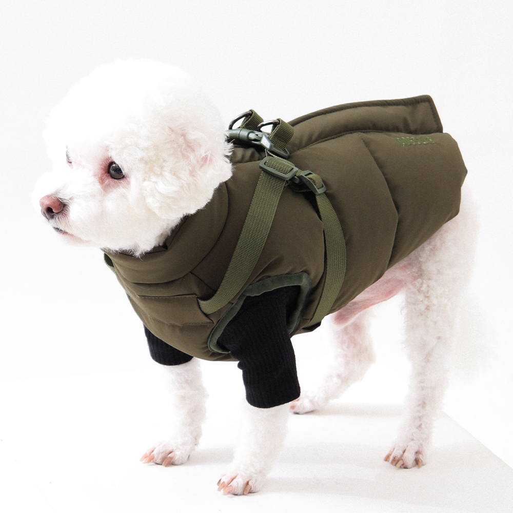 강아지 패딩 하네스 조끼 겨울옷 S