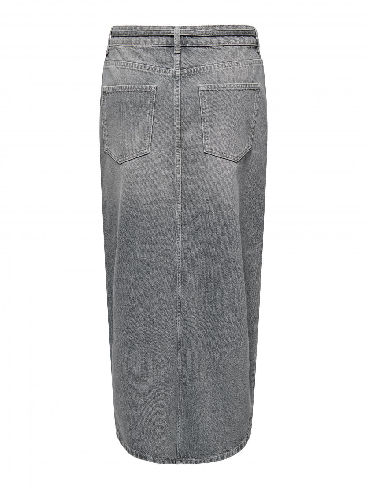 온리 데님 미디 스커트 프론트슬릿 백포켓 15340707_2105 GREY / MEDIUM GREY DENIM - 상세 이미지 4