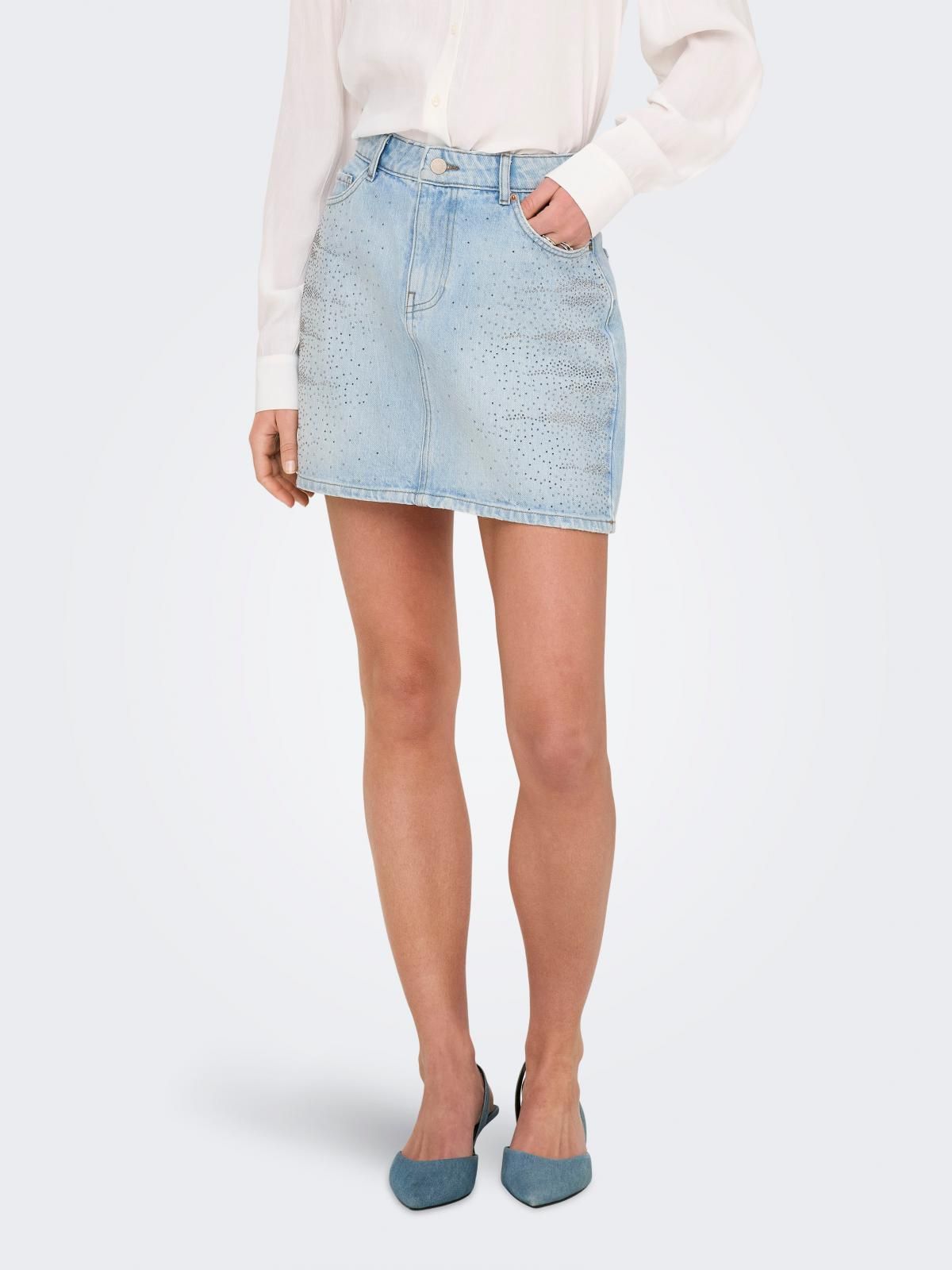 온리 라이트 데님 미니 스커트 포켓 벨트고리 15344242_2116 BLUE / LIGHT BLUE DENIM - 상품 이미지
