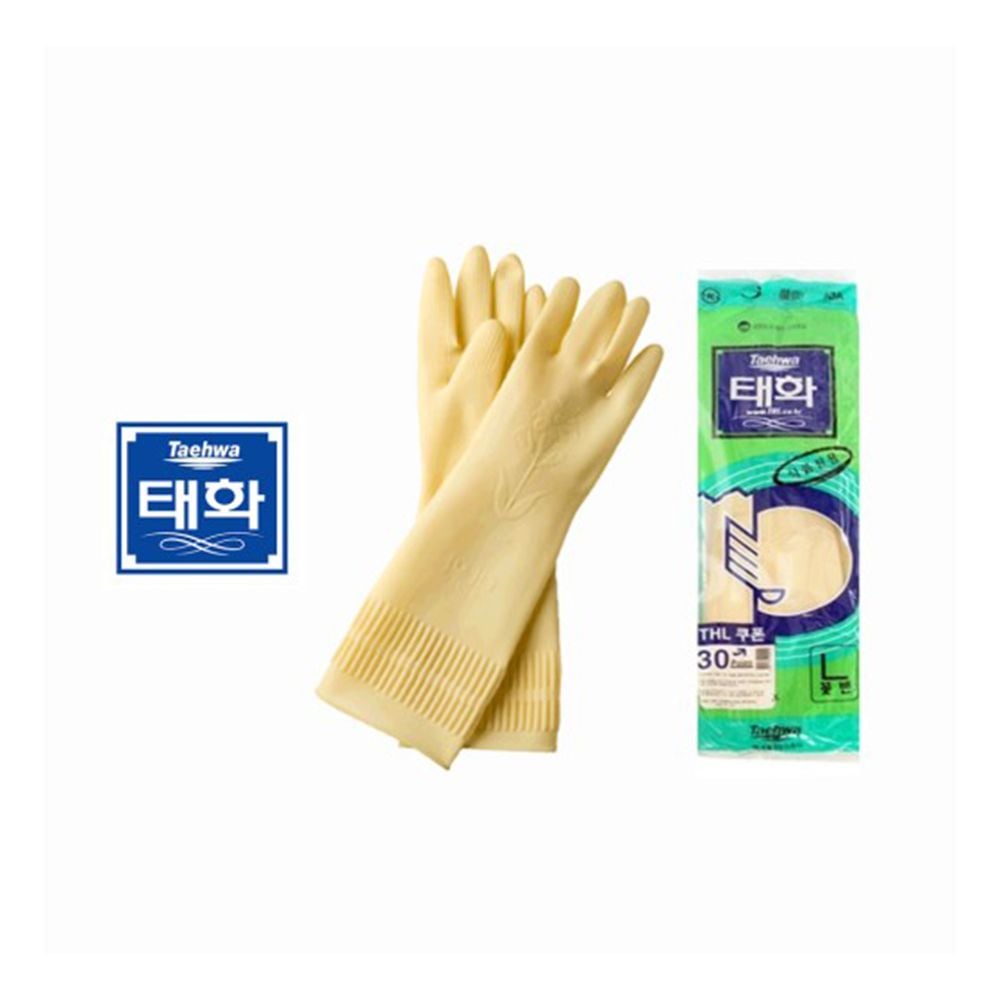 태화 고무장갑 꽃밴L (아이보리)X10개입 - 상품 이미지