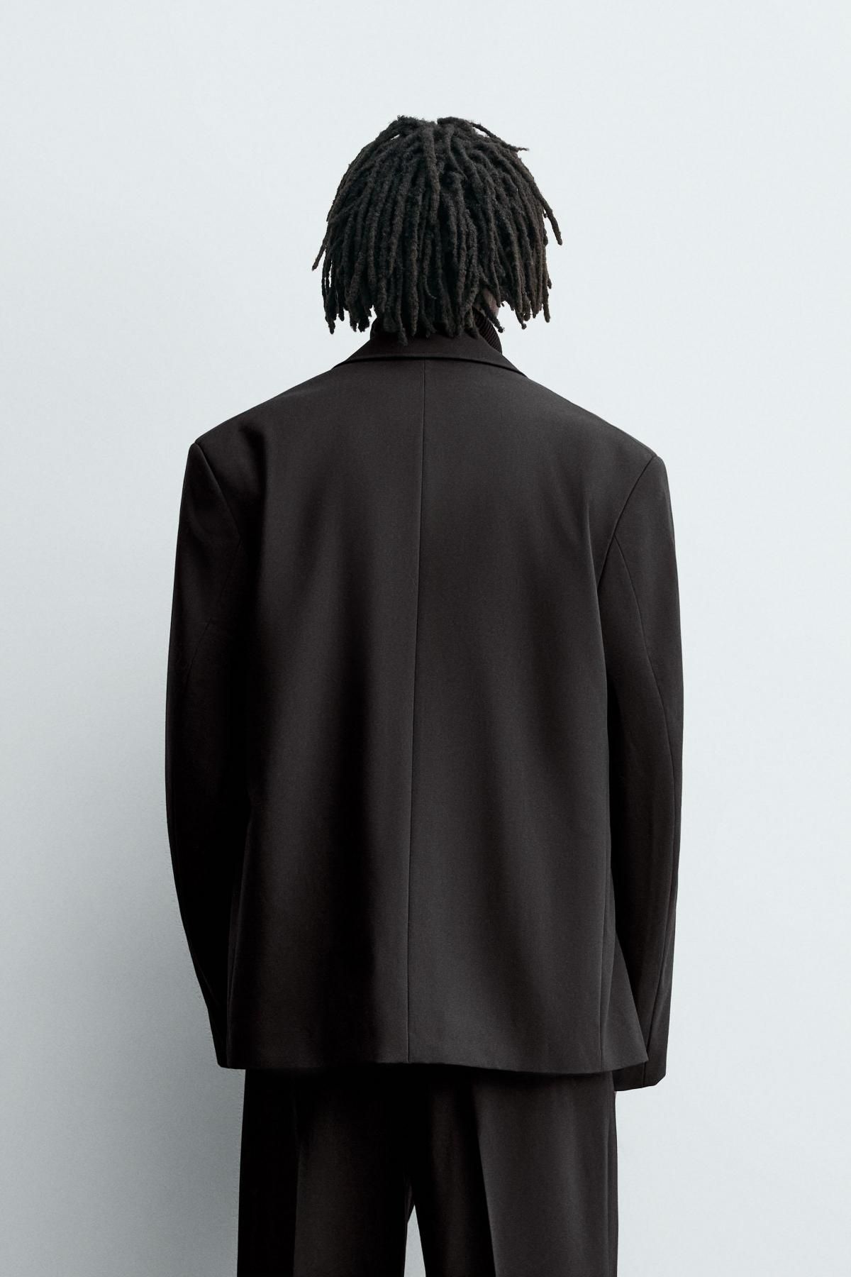 자라 블랙 탈착 라펠 테일러드 블레이저 7380/450 BLACK - 상세 이미지 4