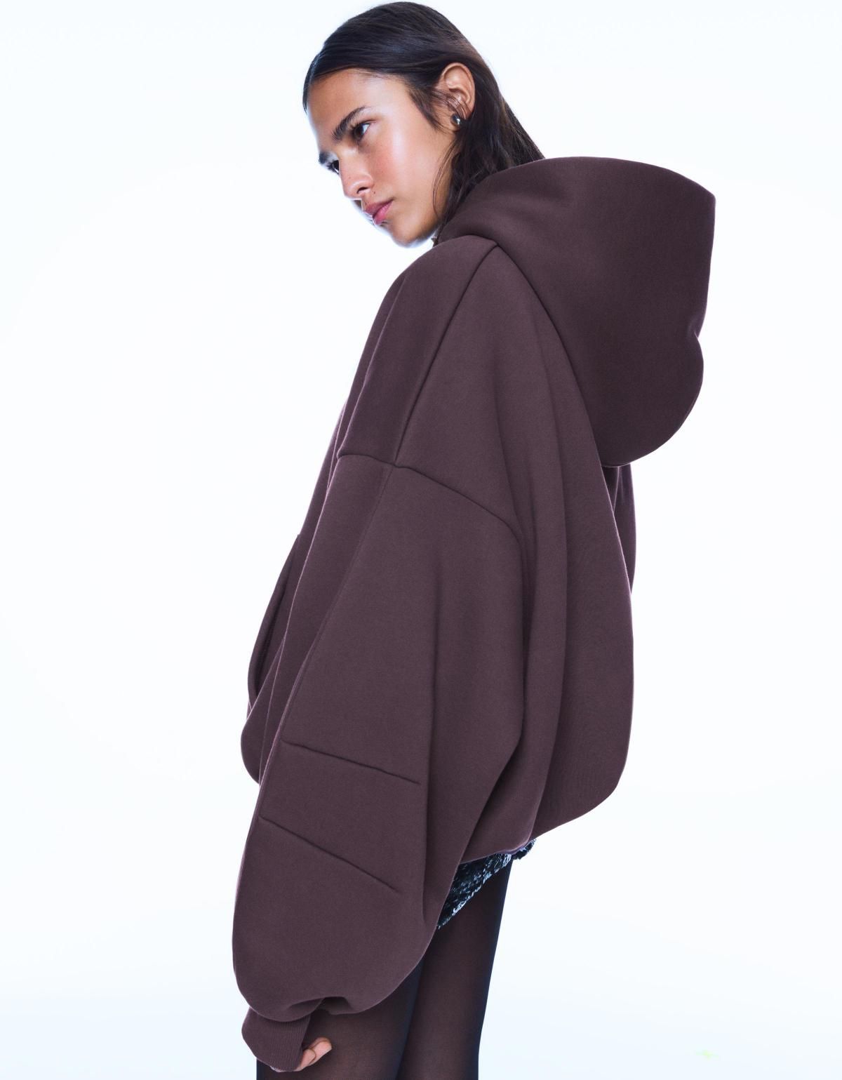 버쉬카 베이직 후드티 루즈핏 캐주얼 7098/187 BURGUNDY - 상세 이미지 5